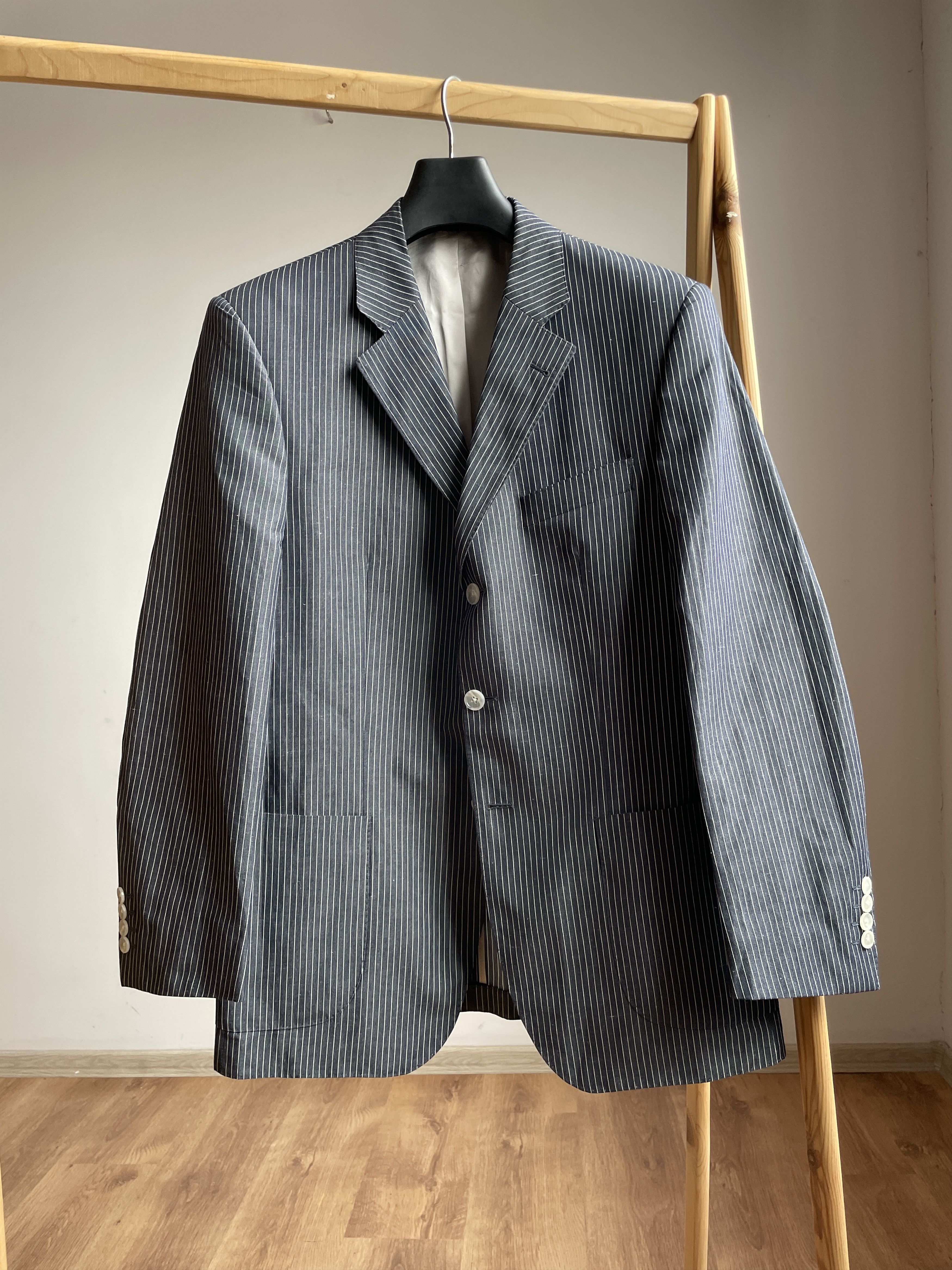 SCABAL Scabal Savile Row 3 Button Cotton Linen Striped Blazer Size 40R - 1 Thumbnail