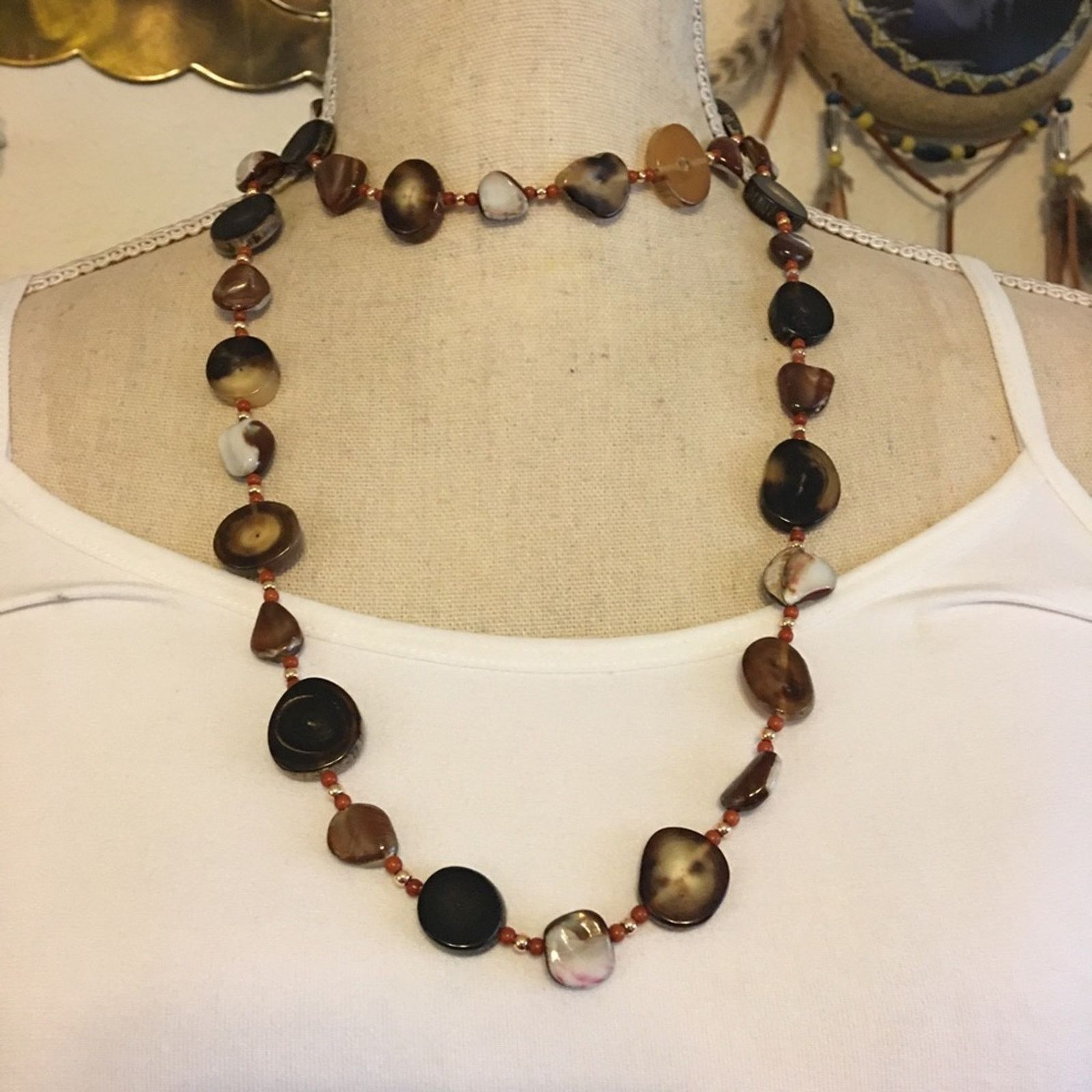 Vintage Vintage sliced agate rough abalone shell necklace Size ONE SIZE - 4 Thumbnail