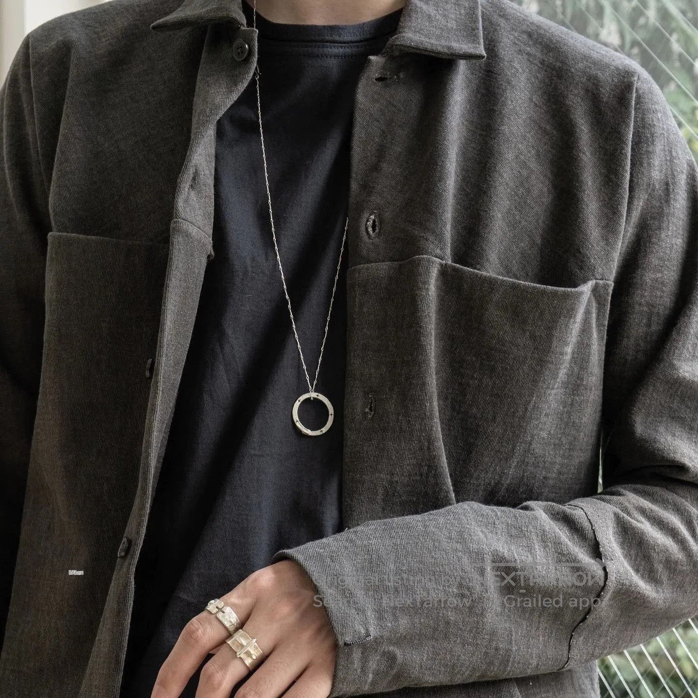 Ma+ Silver Circular Pendant Necklace & Rings. Size ONE SIZE - 1 Thumbnail