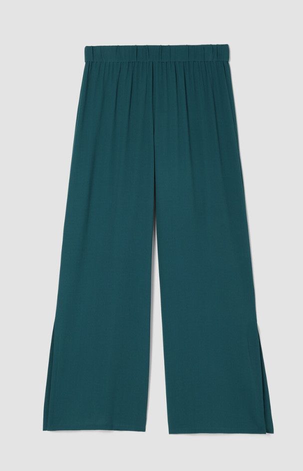Eileen Fisher Eileen Fisher Silk Georgette Crepe Pant w/ Slits Agean 2X Size 36" / US 14 / IT 50 - 3 Thumbnail