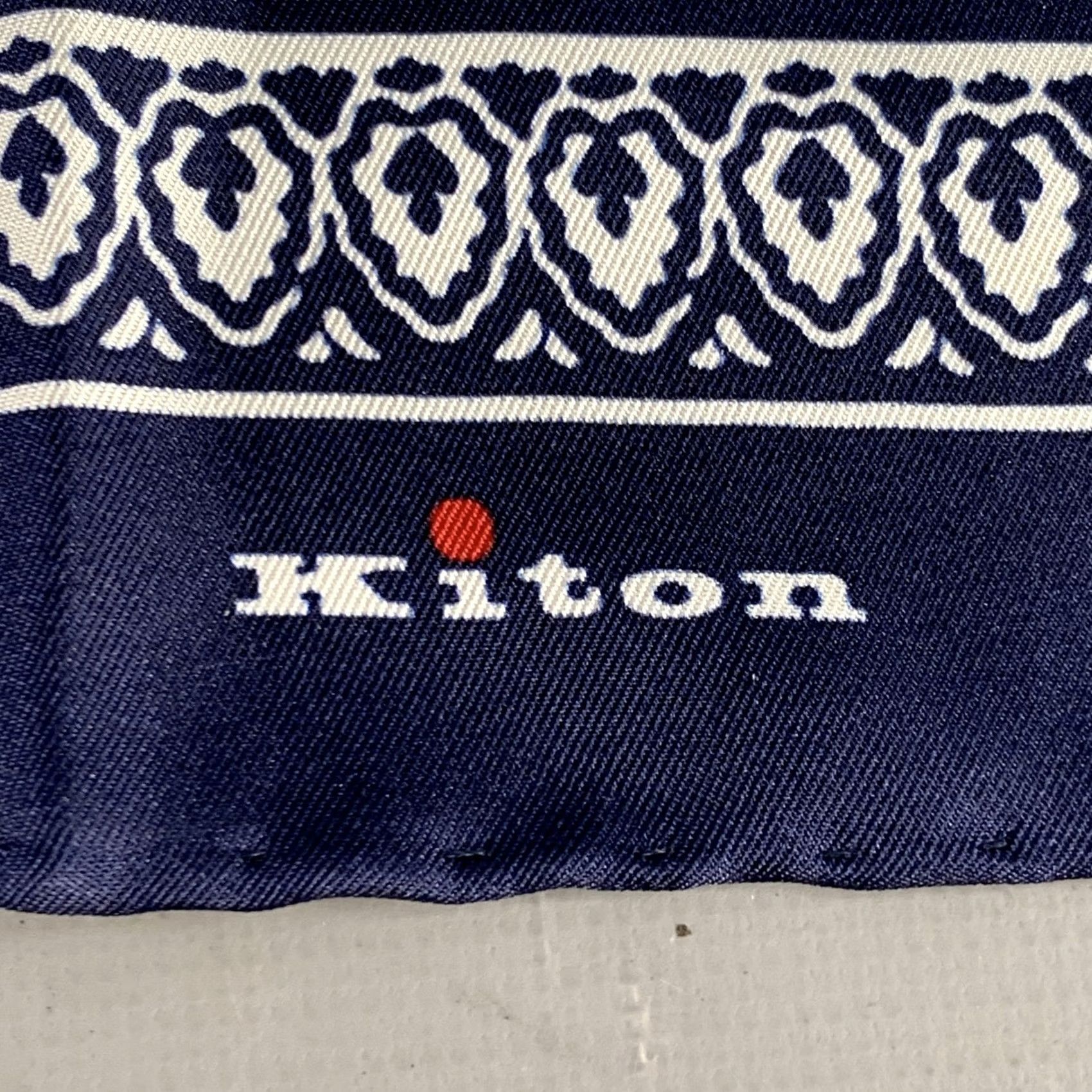 Kiton KITON Pocket Square Silk Navy White Paisley Size ONE SIZE - 2 Thumbnail