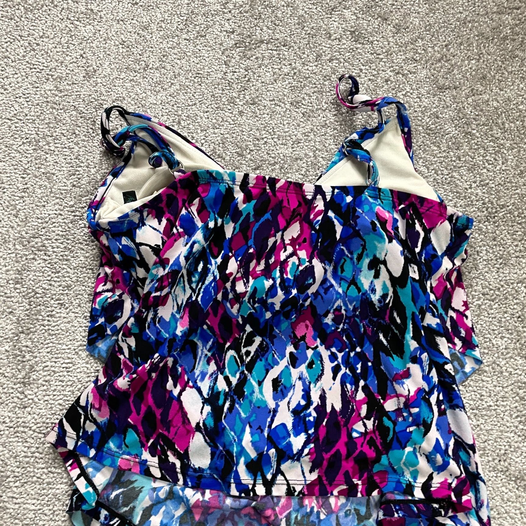 AQUA Aqua Green Swimwear Tankini Women S Multicolor Floral Padded Spaghetti Beach Tank Top Size ONE SIZE - 4 Thumbnail
