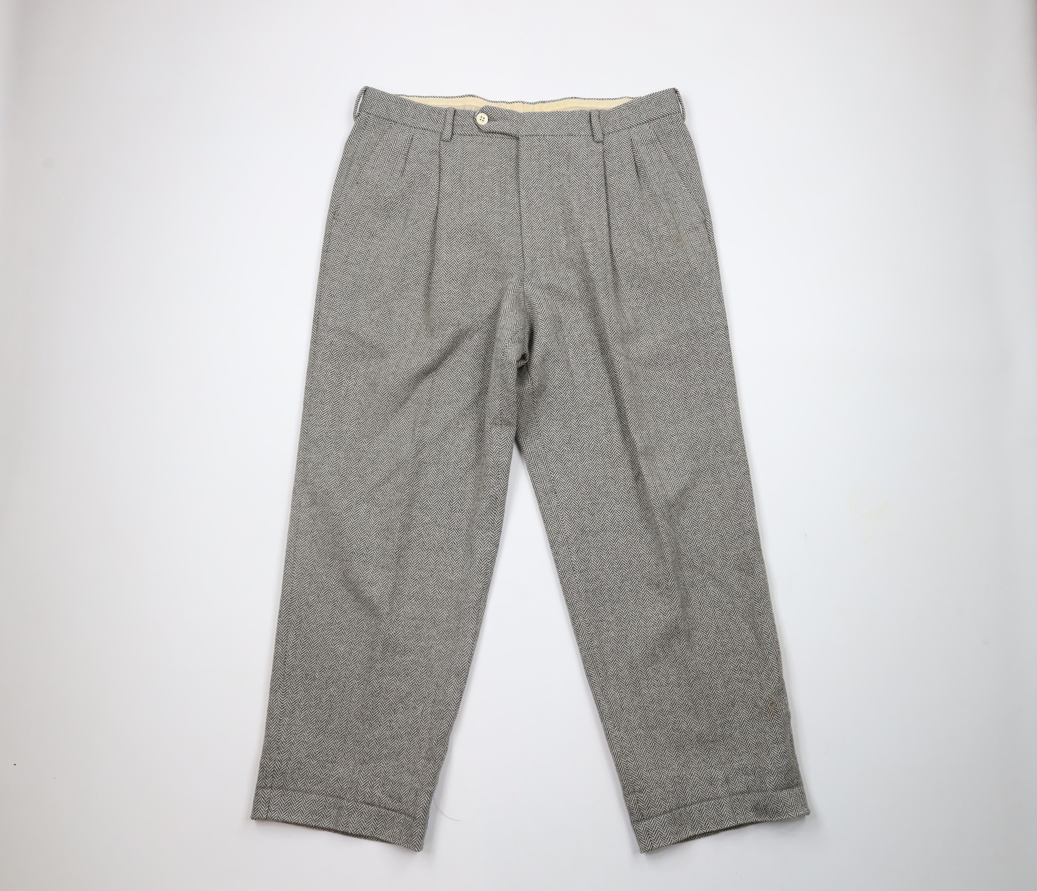 Vintage Vintage 90s Streetwear Wool Cashmere Tweed Herringbone Pants Size US 36 / EU 52 - 1 Thumbnail