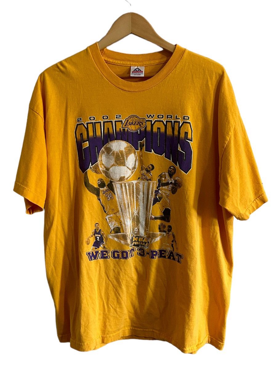 image of L A Lakers x Lakers Nba La Lakers 2002 Three-Peat Championship T-Shirt in Yellow, Men's (Size 2XL)