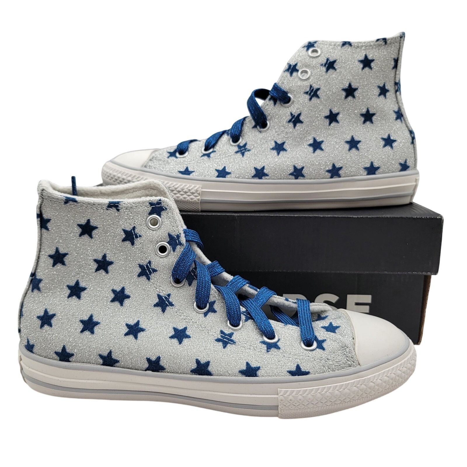 Converse Converse CTAS High 'Glitter Blue Stars' Sz 4Y - New Size US 5.5 / IT 35.5 - 1 Thumbnail
