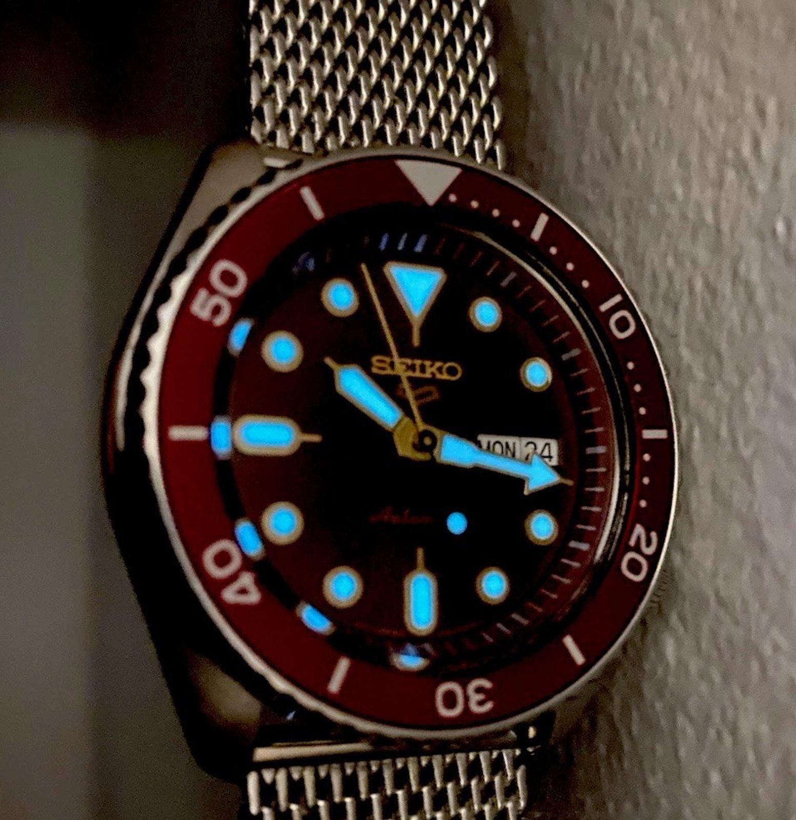 Seiko Seiko 5 Sports Automatic Dive Watch - SRPD69K1 Red /Burgundy Size ONE SIZE - 8 Thumbnail