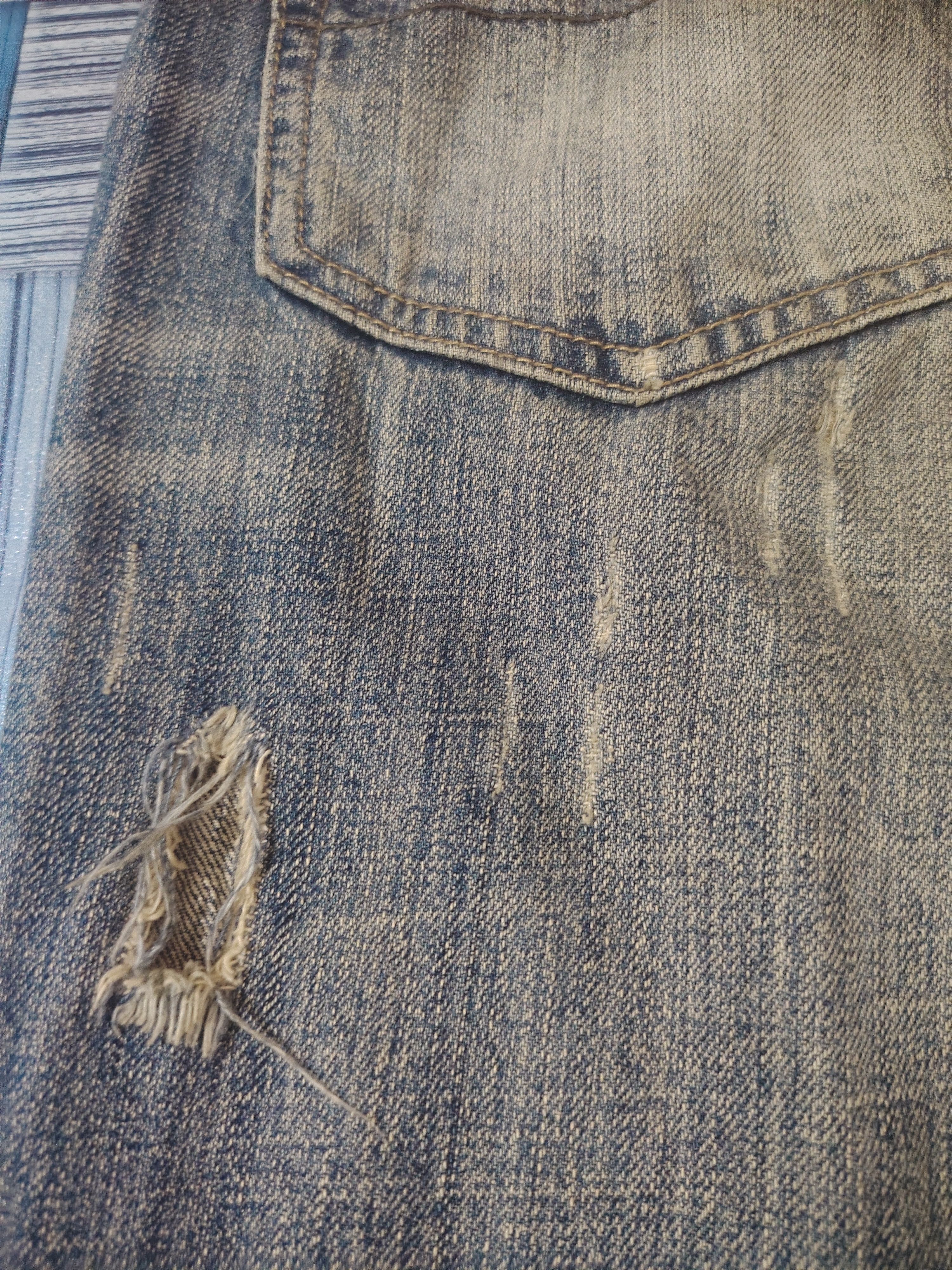 Abercrombie & Fitch Japanese A&F Baggy Flared Jeans Distressed Denim Size US 35 - 22 Thumbnail