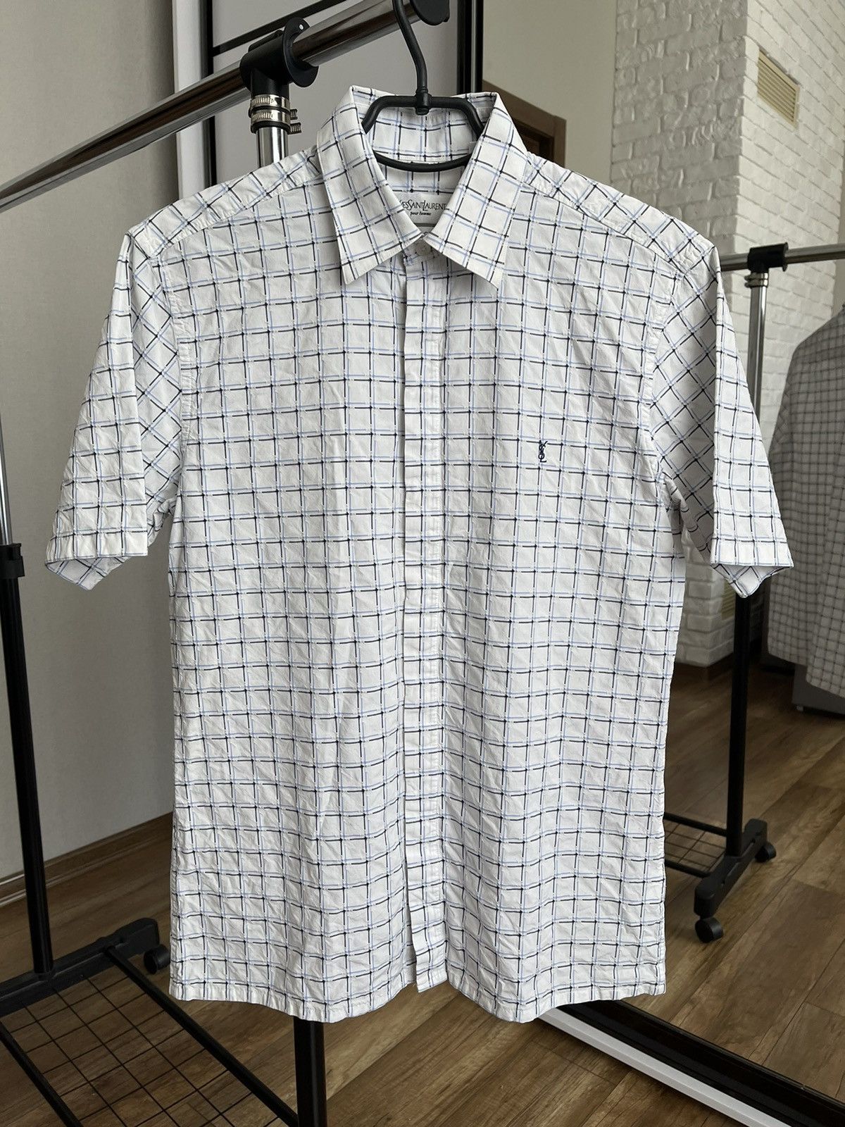 Yves Saint Laurent Vintage YSL Shirt Button Up Checked 90s