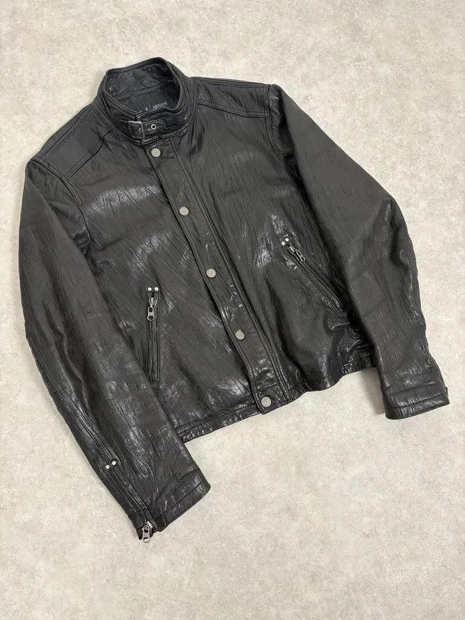 Armani 2000s Armani Prenium Black Leather Jacket Size US L / EU 52-54 / 3 - 4 Thumbnail