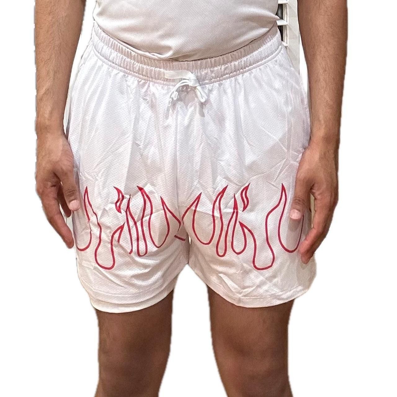 Other White Gym Compression Shorts with Red Flame Print Size US 32 / EU 48 - 2 Thumbnail