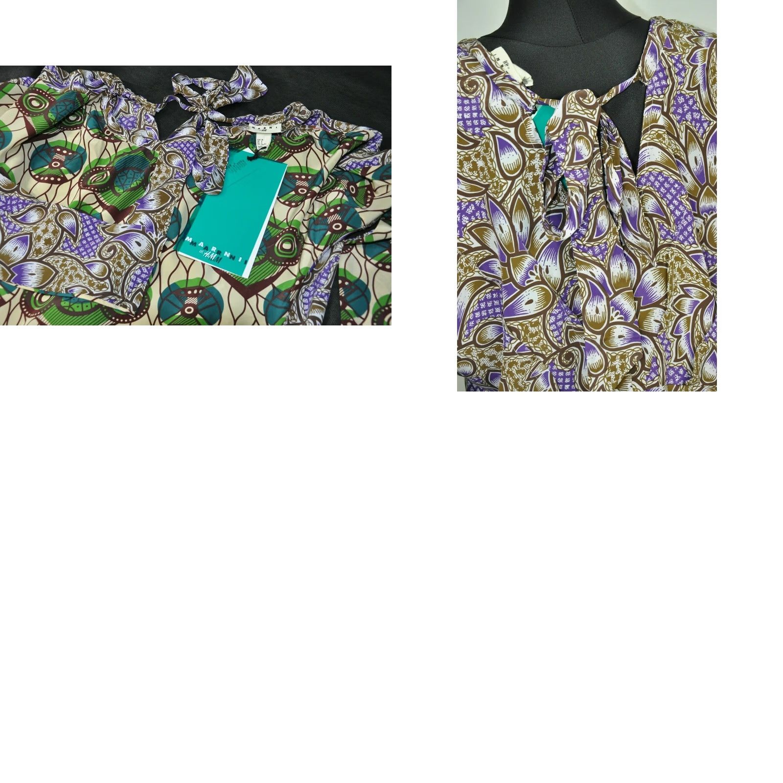 Marni Marni for H&M Silk Dress Pockets US 8 EUR 38 Women Multicolor Long Sleeve Geometric Size M / US 6-8 / IT 42-44 - 8 Thumbnail