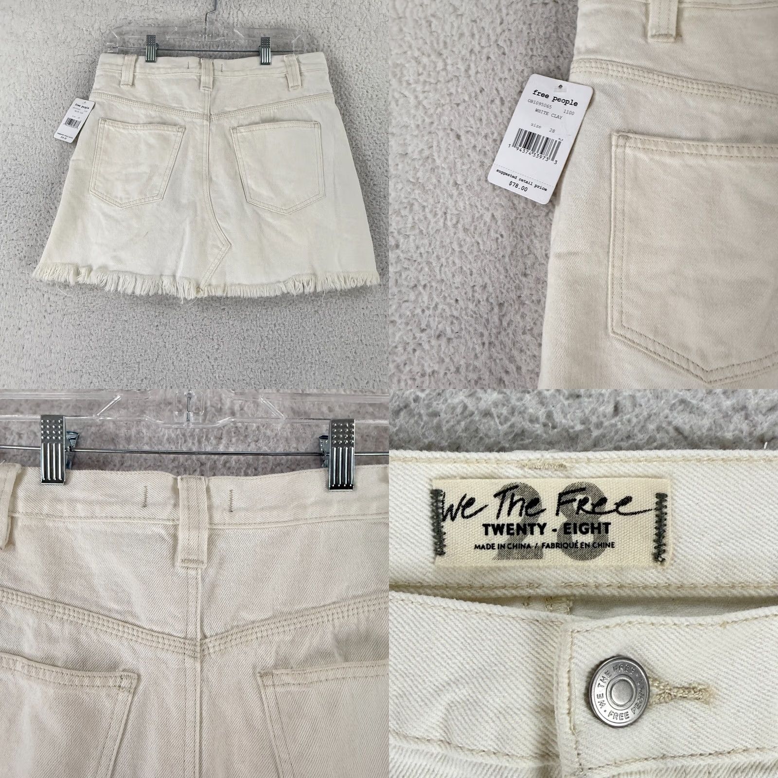 Free People Free People Side Car Mini Skirt Womens Size 28 White Denim Frayed Hem Casual Size 28" / US 6 / IT 42 - 8 Thumbnail