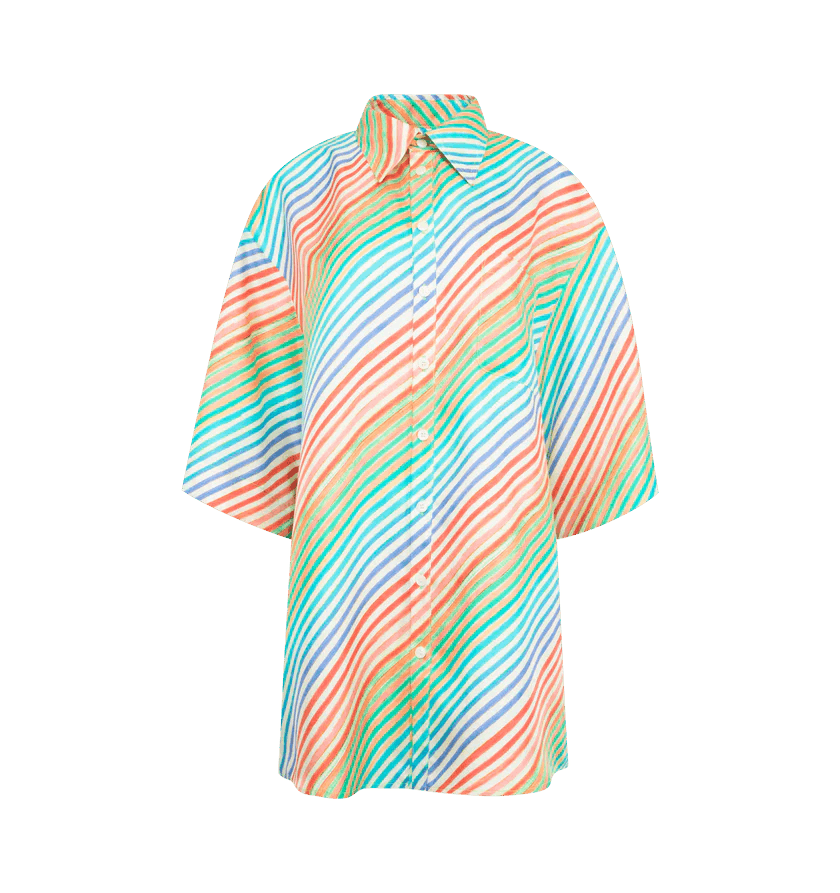 Christopher John Rogers o1h1sh11225 Crayon Stripe Jumbo Shirt in Multicolor Size XS / US 0-2 / IT 36-38 - 1 Thumbnail