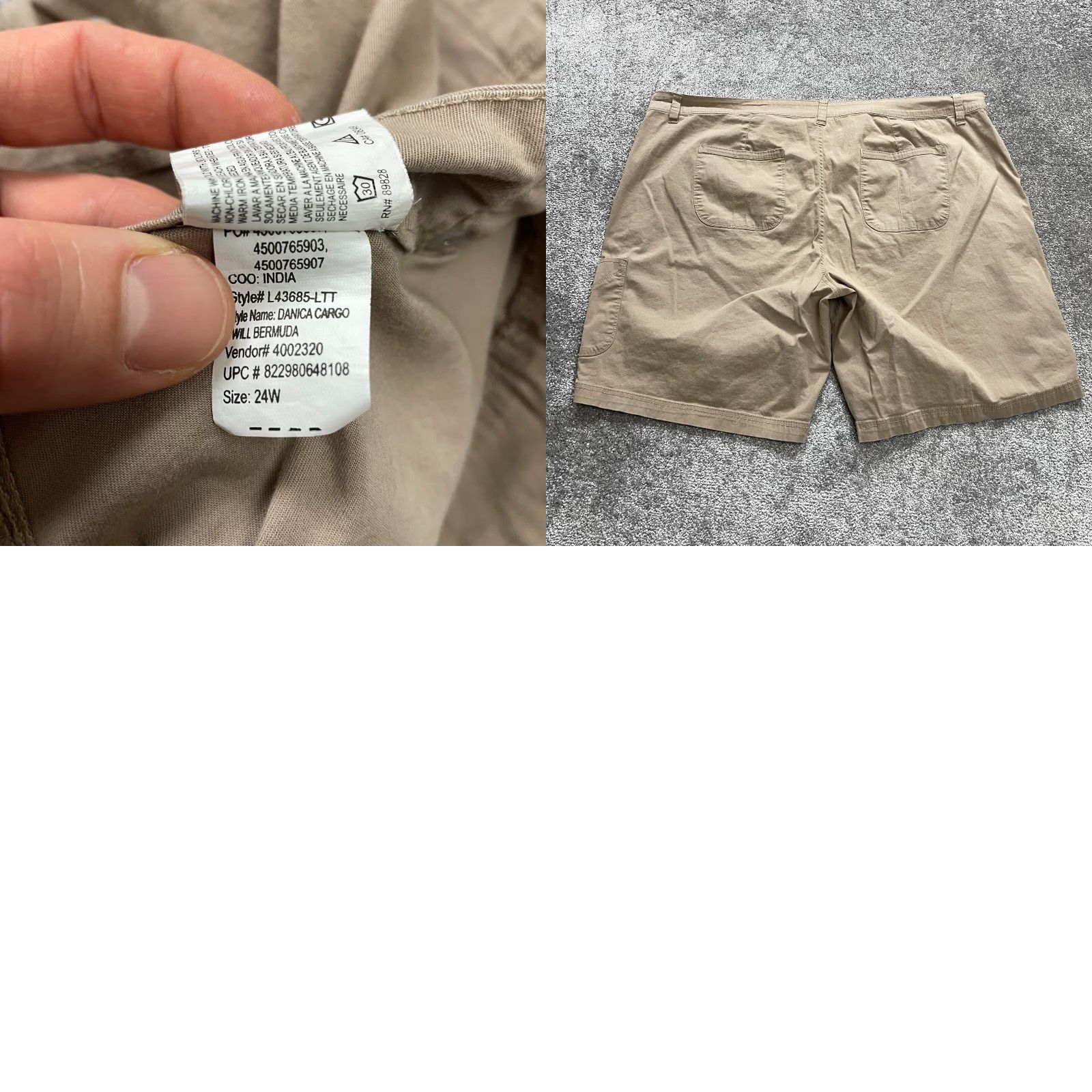 Gloria Vanderbilt Gloria Vanderbilt Bermuda Shorts Womens Plus 24W Brown Khaki Average Cotton 11" Shorts Slim? Size 42" / US 20 - 9 Thumbnail