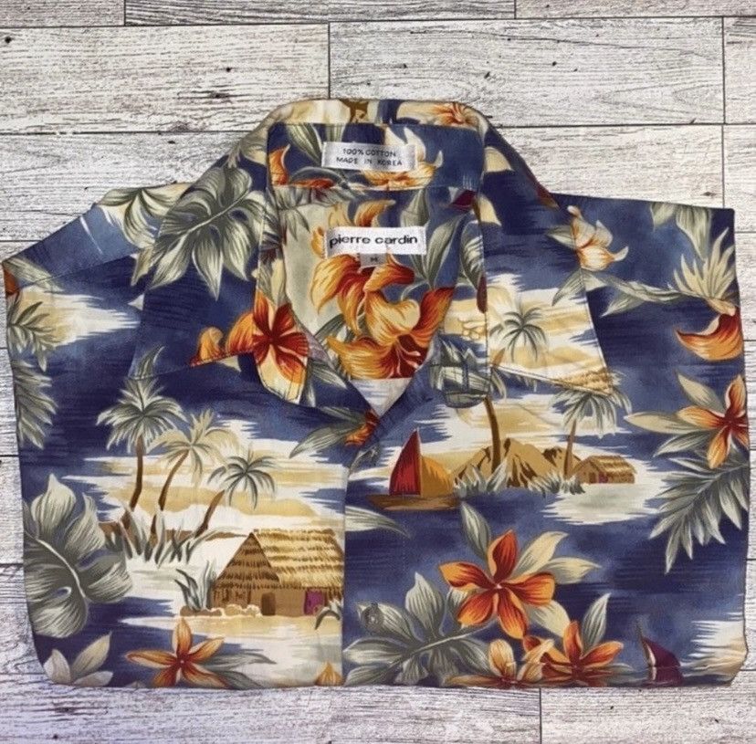 Pierre Cardin Pierre Cardin, Hawaiian Print, Cotton Short Sleeve Button Up Size US M / EU 48-50 / 2 - 4 Thumbnail