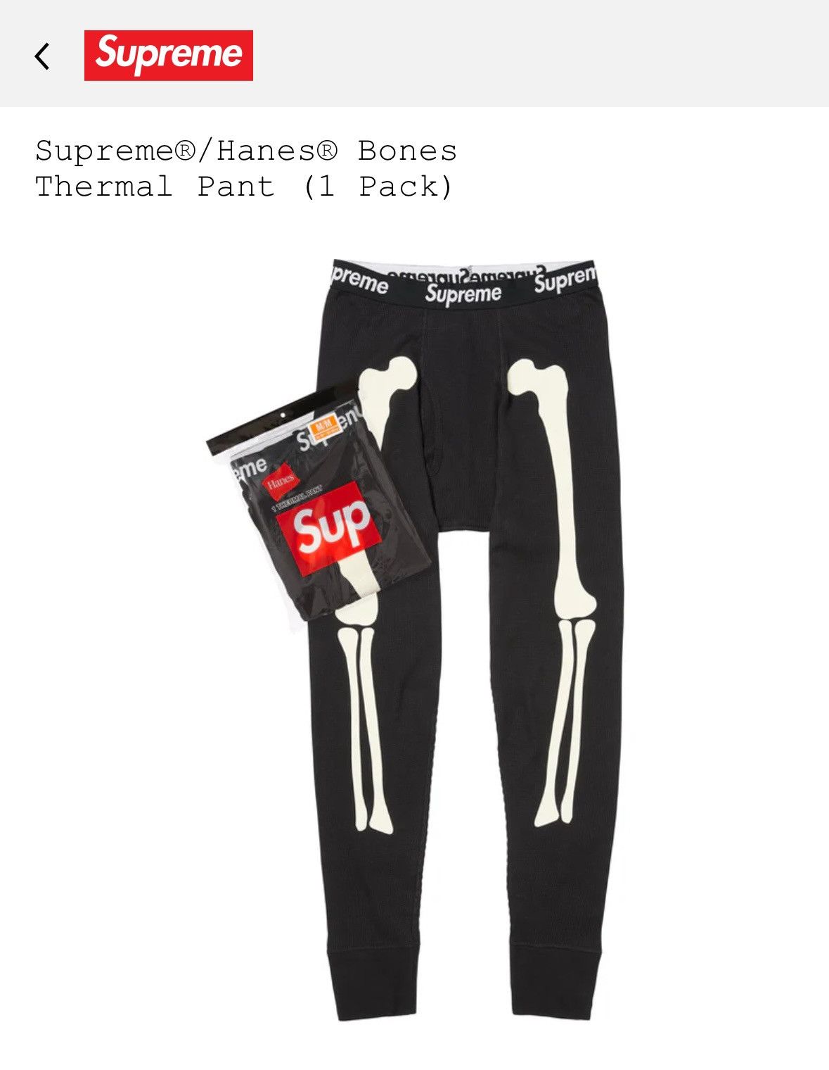 Supreme Supreme®/Hanes® Bones Thermal Crew and Pant Size US M / EU 48-50 / 2 - 2 Thumbnail