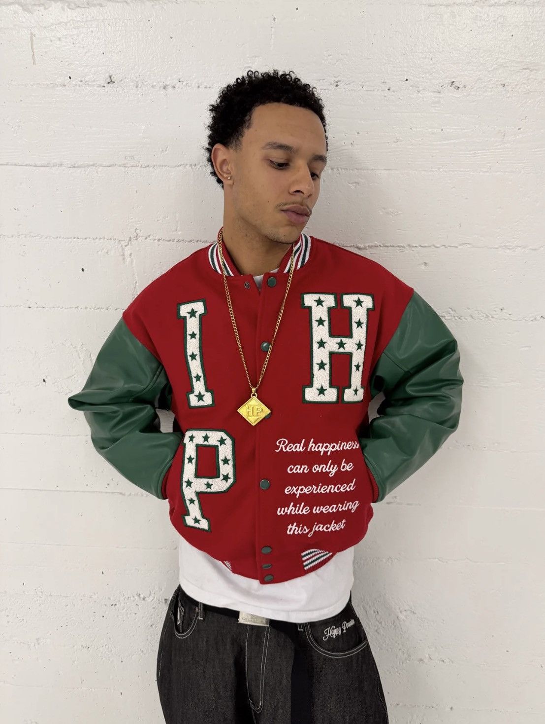 NO ID I’m Happy Promise “HAPPY ALLSTAR” Varsity Jacket Size US XXL / EU 58 / 5 - 6 Thumbnail