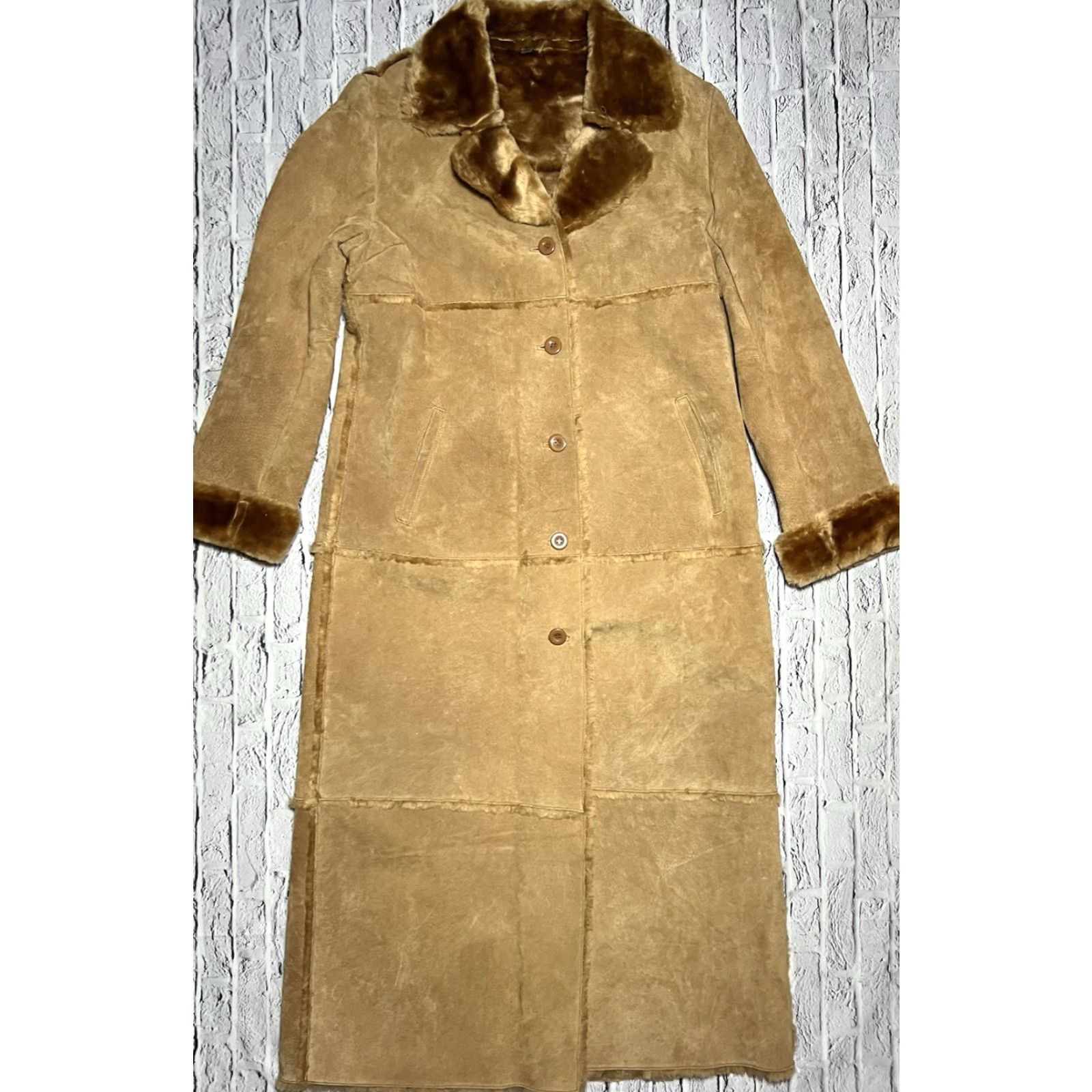 Vintage Brandon Thomas Women's Tan Suede Leather Trench Coat SOFT Faux Fur Lined L Size L / US 10 / IT 46 - 4 Thumbnail