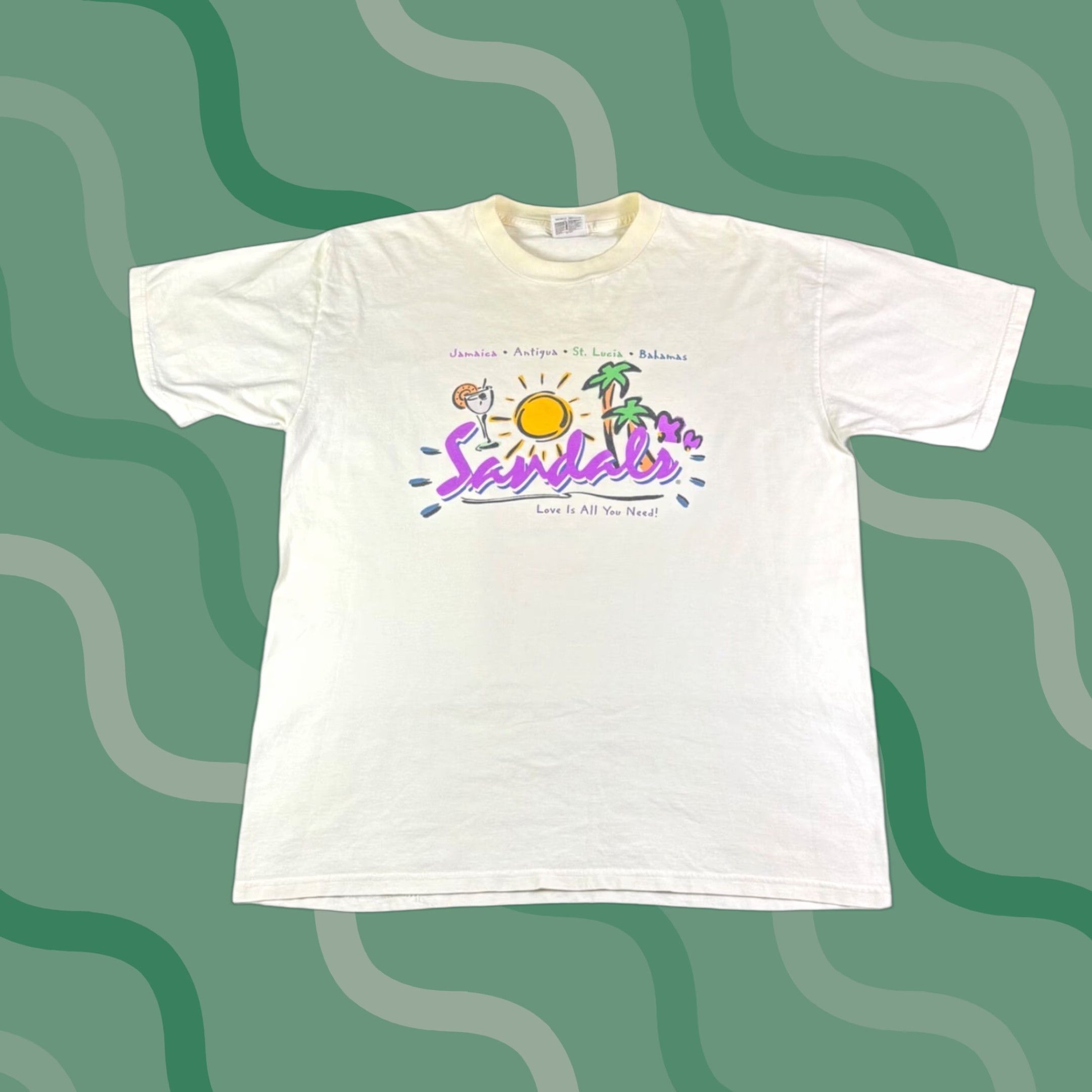 Vintage VINTAGE Miro Classics Graphic Tee Shirt Men XL White 1990s Caribbean Beaches Resort Sandals T Shirt Short Sleeve Size US XL / EU 56 / 4 - 1 Thumbnail