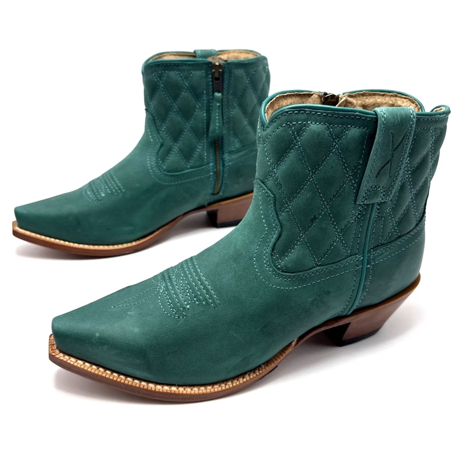 Twisted X Twisted X Bootie Women Blue Turquoise WSOB002 Size 8 B Leather Zip Ankle Western Steppin' Out Casual Size US 8 / IT 38 - 2 Thumbnail