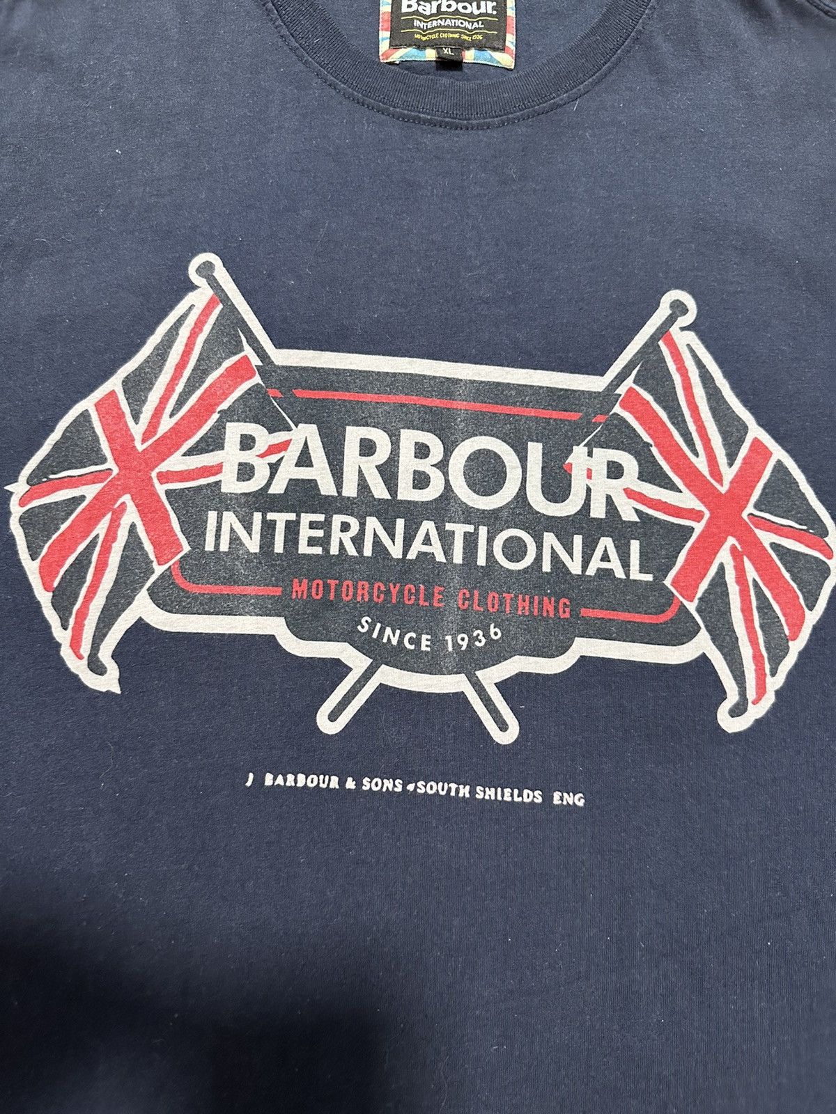 Barbour × Vintage Barbour International T Shirt Navy Blue Mes Clothing XL Size US XL / EU 56 / 4 - 4 Thumbnail