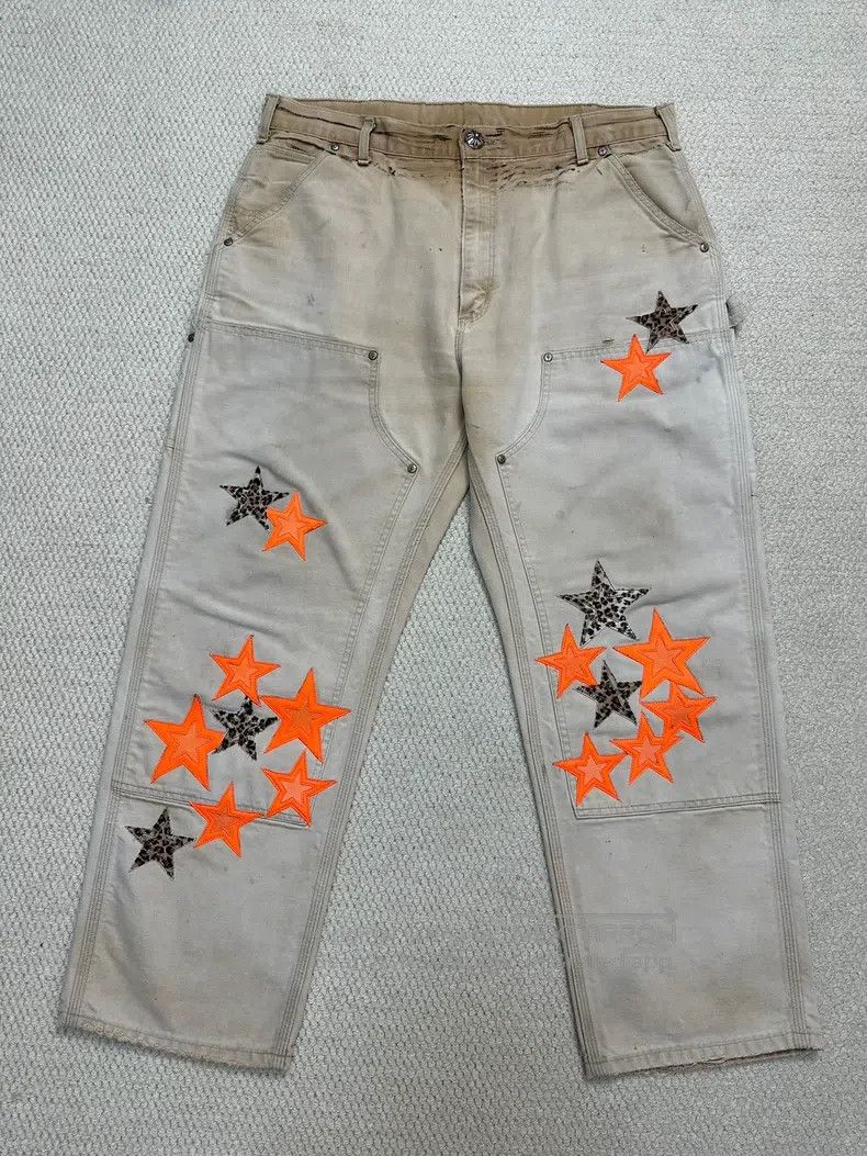 Chrome Hearts CHROME HEARTS 36 Orange star leather knee overalls Size US 36 / EU 52 - 1 Thumbnail