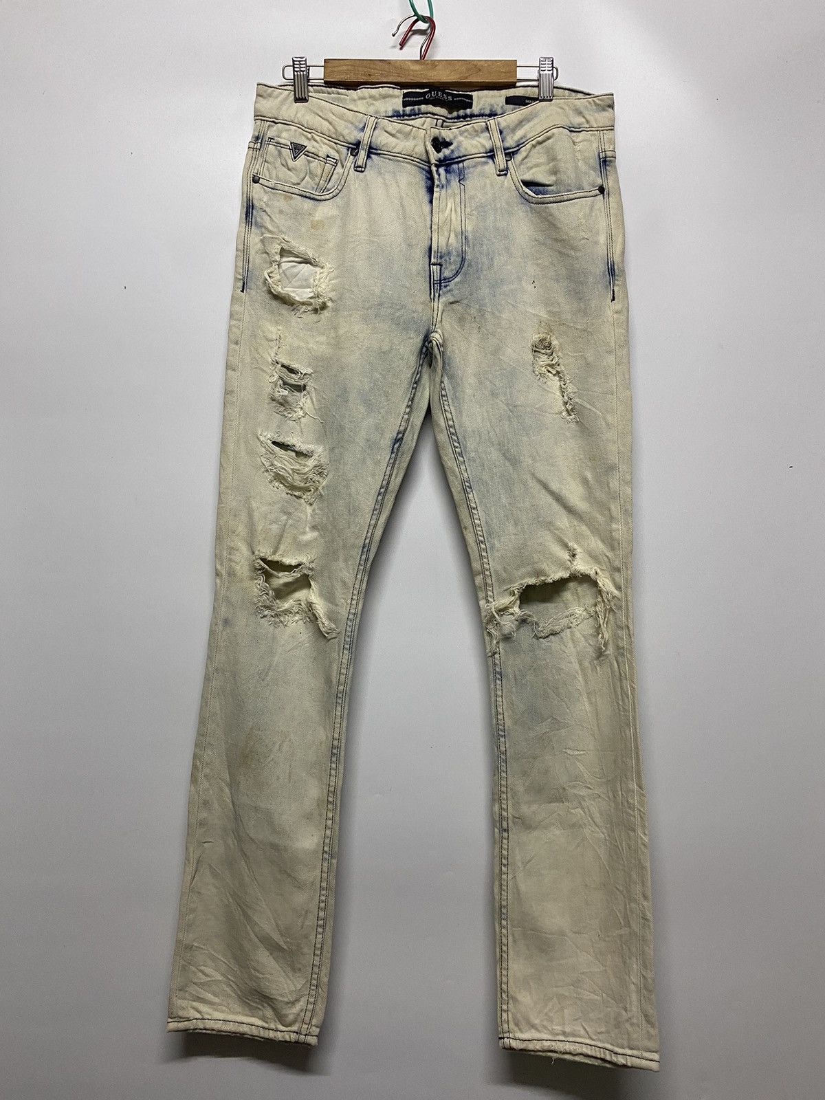 Guess × Vintage Vintage GUESS Los Angelas Skinny Distressed Denim Jeans Size US 34 / EU 50 - 1 Thumbnail