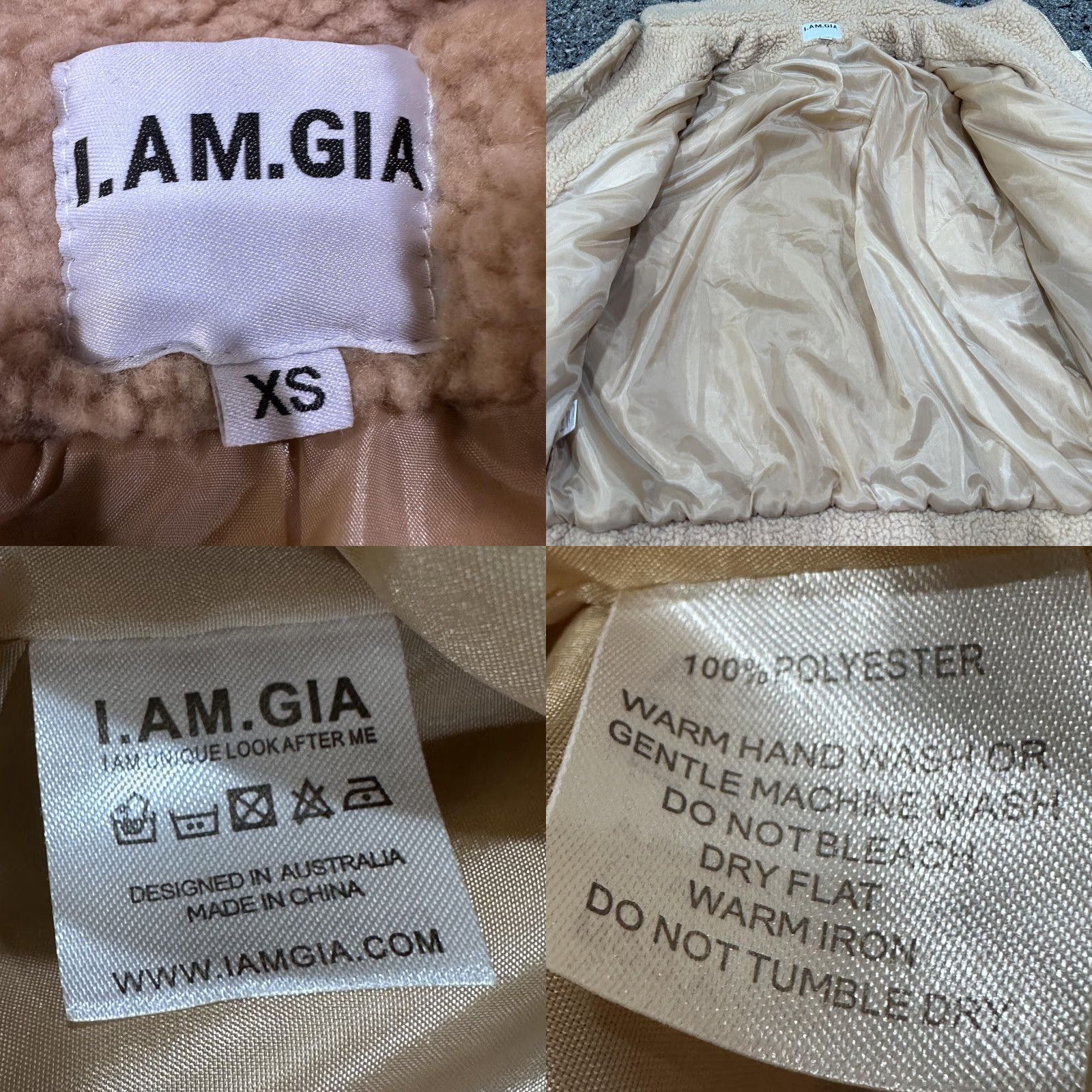 I.AM.GIA I.AM.GIA Tan Sherpa Fleece Zip Up Pixie Teddy Jacket Womens XS Oversized Size XS / US 0-2 / IT 36-38 - 8 Thumbnail
