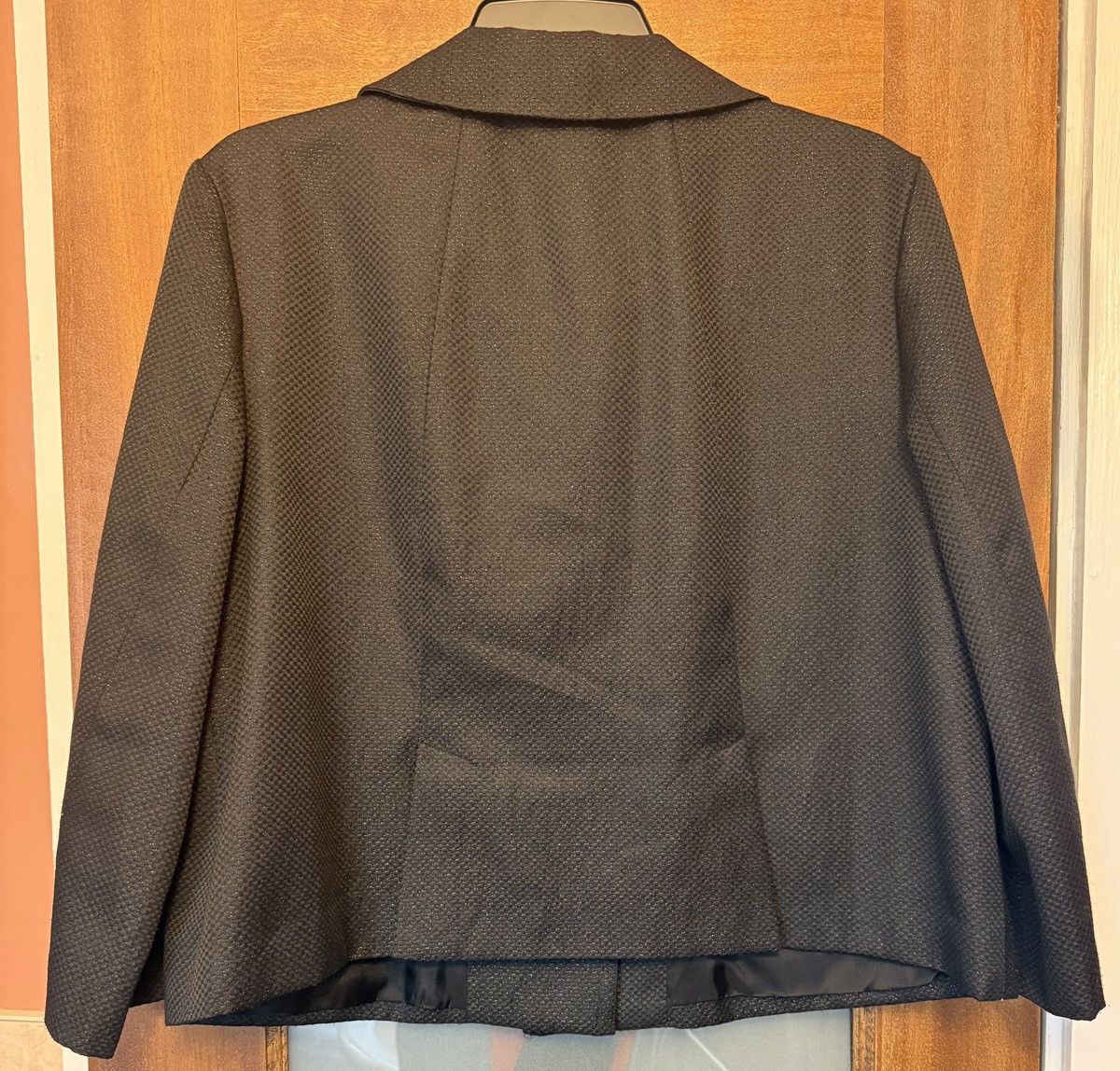 Style & Co Style & Co Black Metallic Textured Cropped Lge Button Jacket Size L / US 10 / IT 46 - 8 Thumbnail