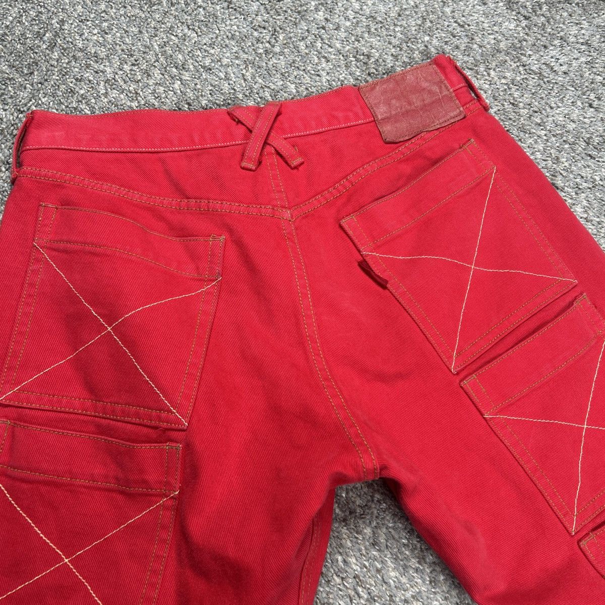 20471120 × Japanese Brand × Vintage 20471120 6 pocket denim shorts red jorts Size US 30 / EU 46 - 6 Thumbnail