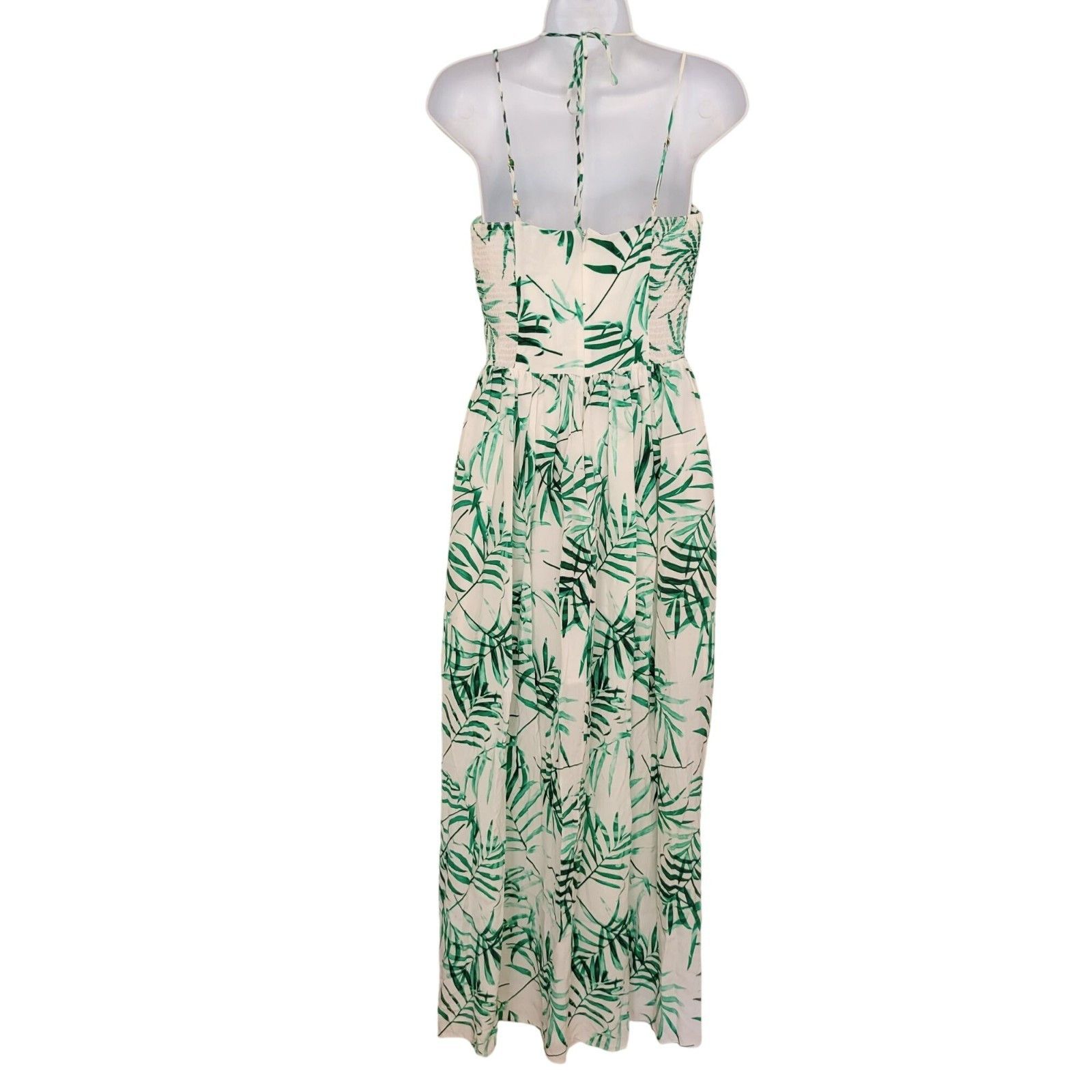 Amanda Uprichard Amanda Uprichard S Silk Green Leaf RIO Maxi Halter Dress Size S / US 4 / IT 40 - 4 Thumbnail