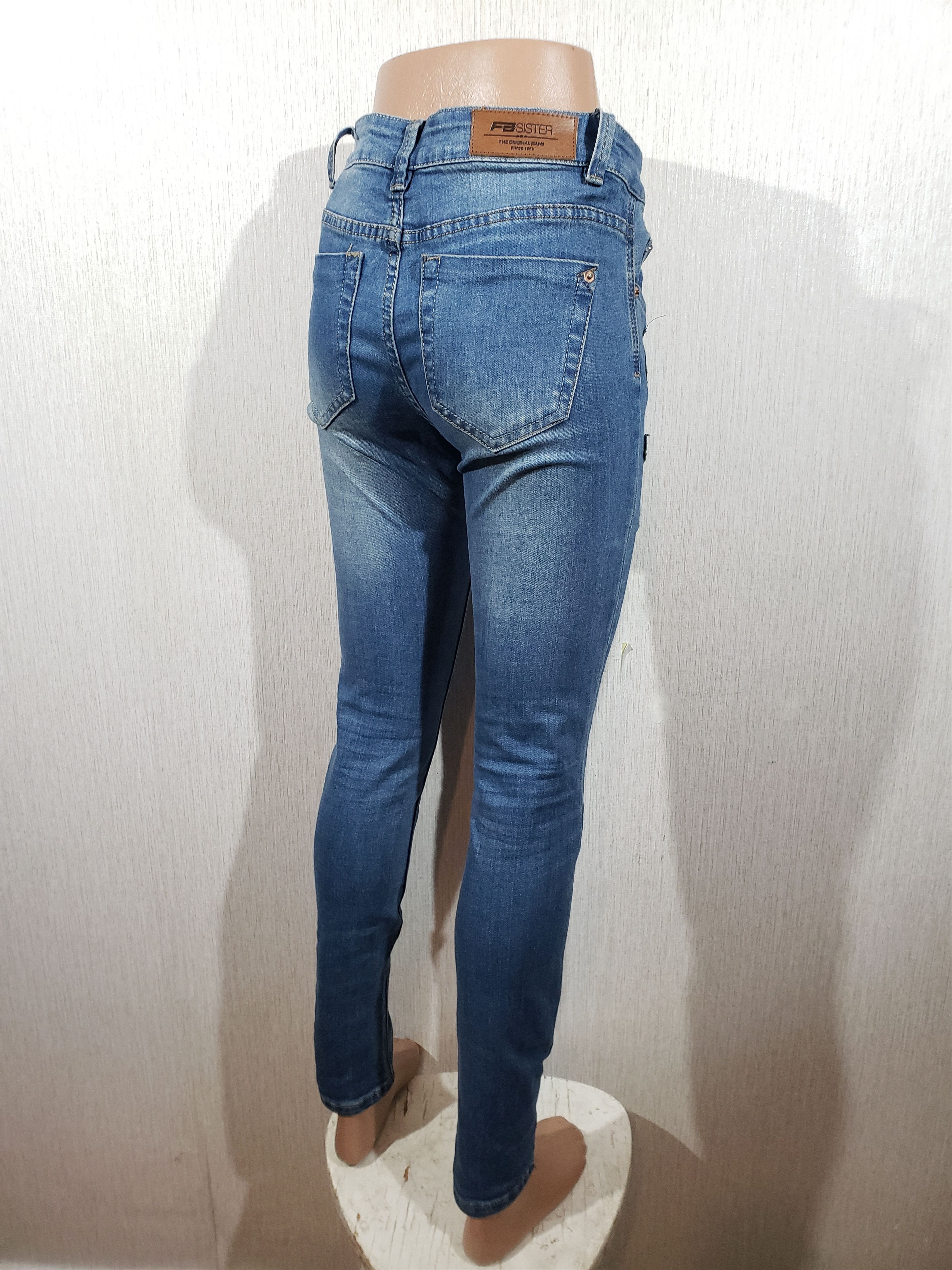 Jean Blue women's stretch jeans with many stripes. Size 30" / US 8 / IT 44 - 4 Thumbnail