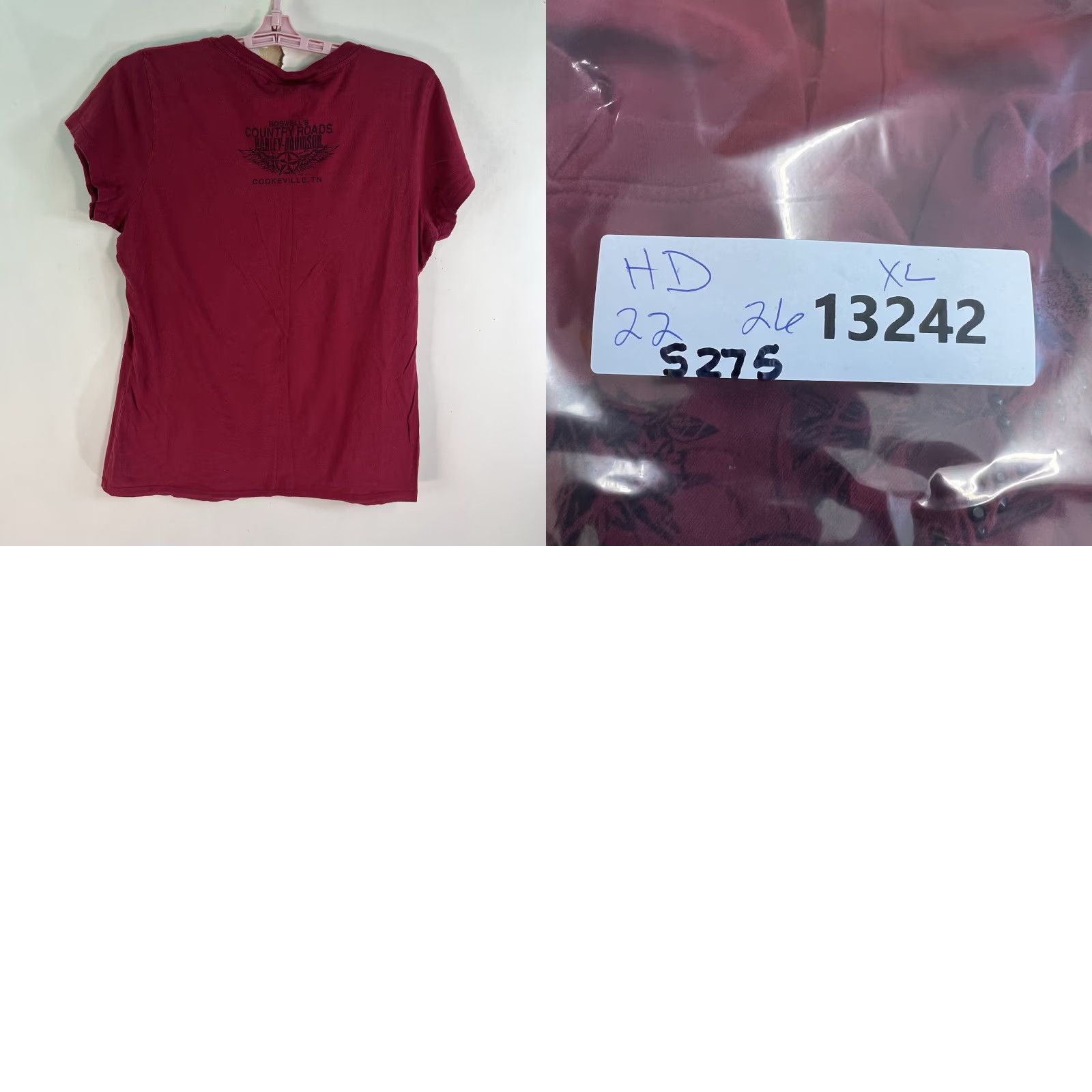 Harley Davidson Harley-Davidson Cookeville TN T-Shirt Womens XL Red Beaded V-Neck USA Biker Classic Size XL / US 12-14 / IT 48-50 - 8 Thumbnail