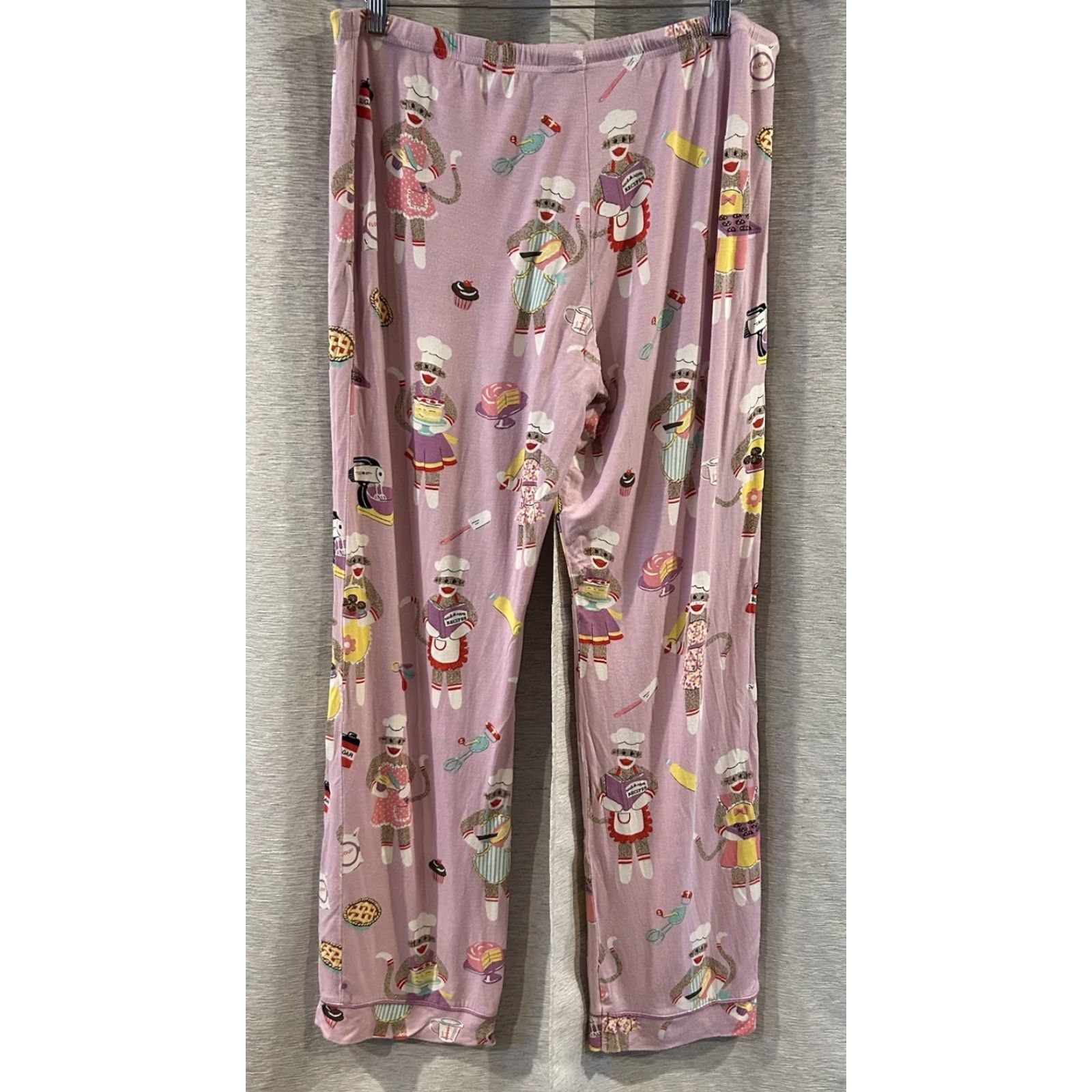 Vintage Nick & Nora Pajama Set Sock Monkey Baker 2 Pc Top Bottom PJs Size Large Size L / US 10 / IT 46 - 7 Thumbnail