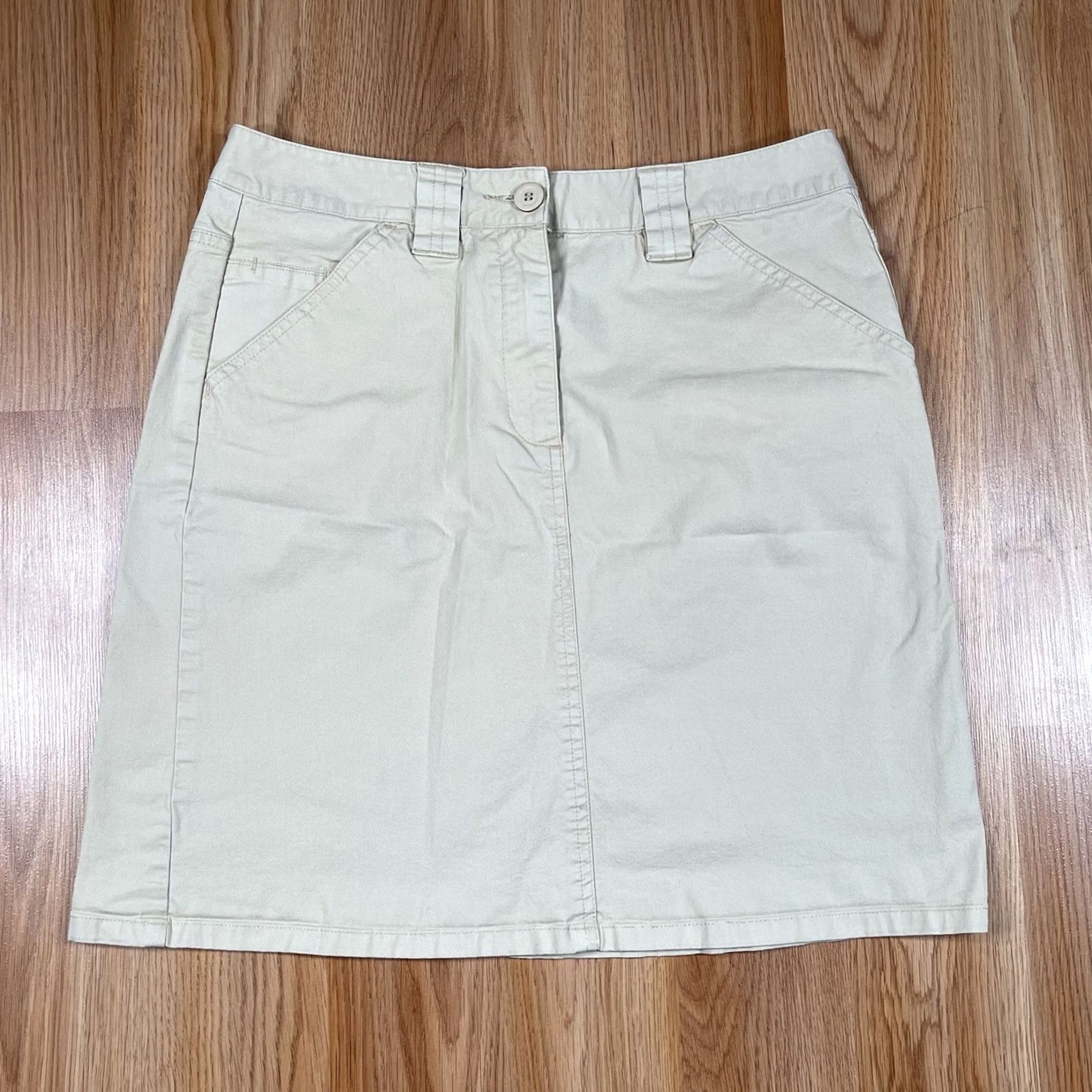 Talbots Talbots Skirt Women 6 Solid Beige Stretch Above Knee Length Straight Pencil Size 28" / US 6 / IT 42 - 2 Thumbnail