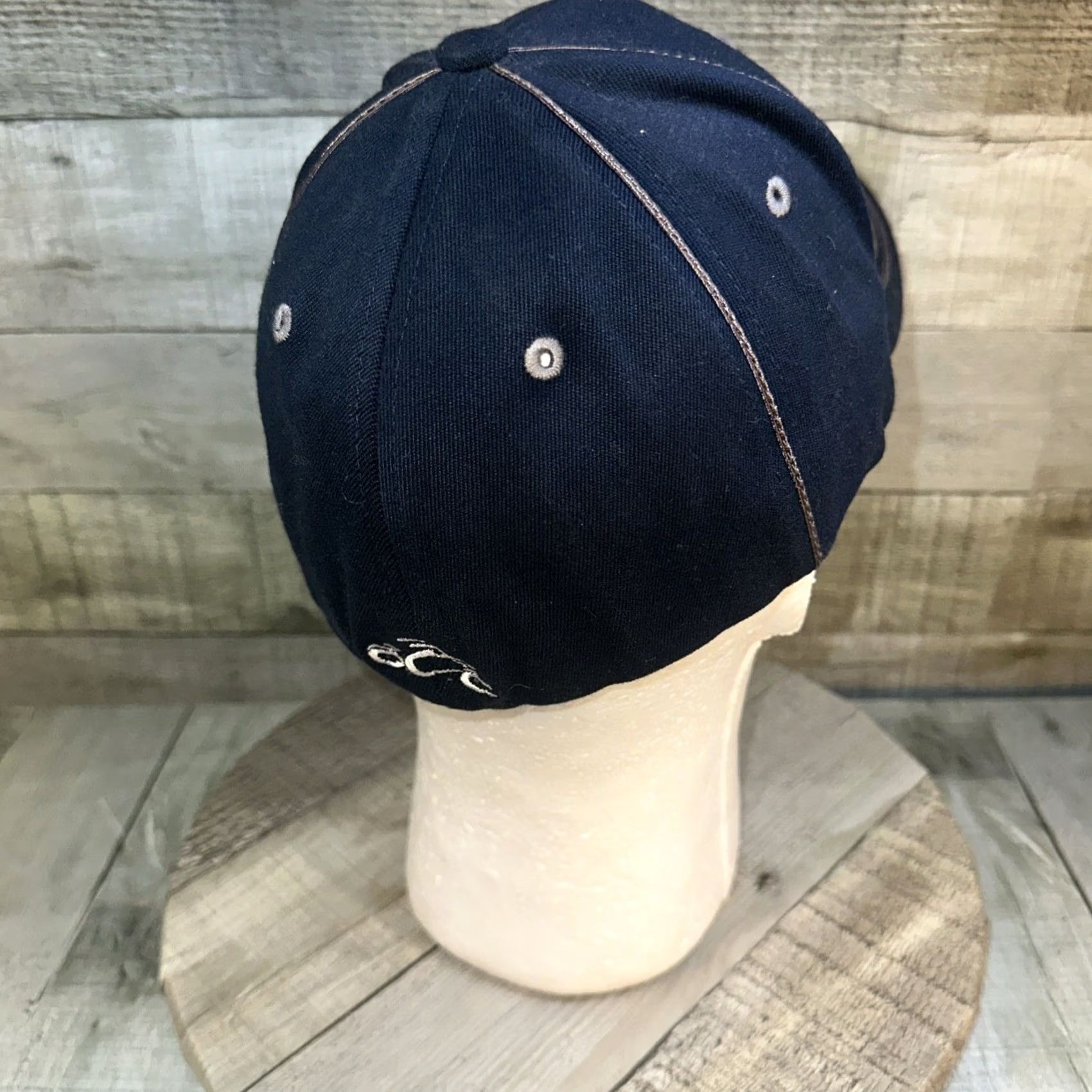 Vintage VINTAGE Bio-Domes Headgear Cap Hat Baseball Blue Flex Fit Stretch Med/Large Unisex Adults Men Women Biker OC Choppers Stritch Stitch Size ONE SIZE - 4 Thumbnail