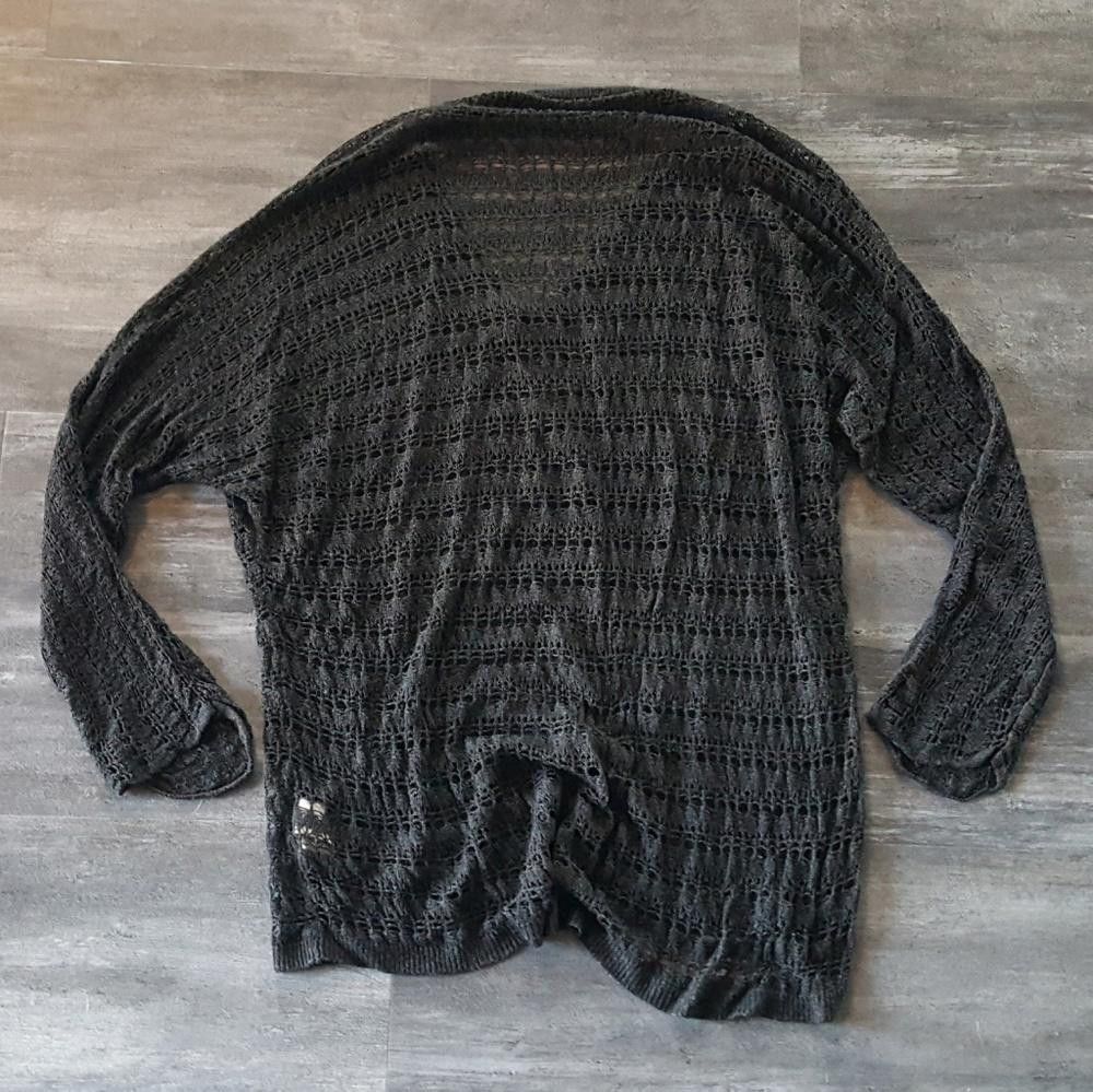 Designer Black Open Knit Melville Sweater Long Sleeve Size ONE SIZE - 2 Thumbnail