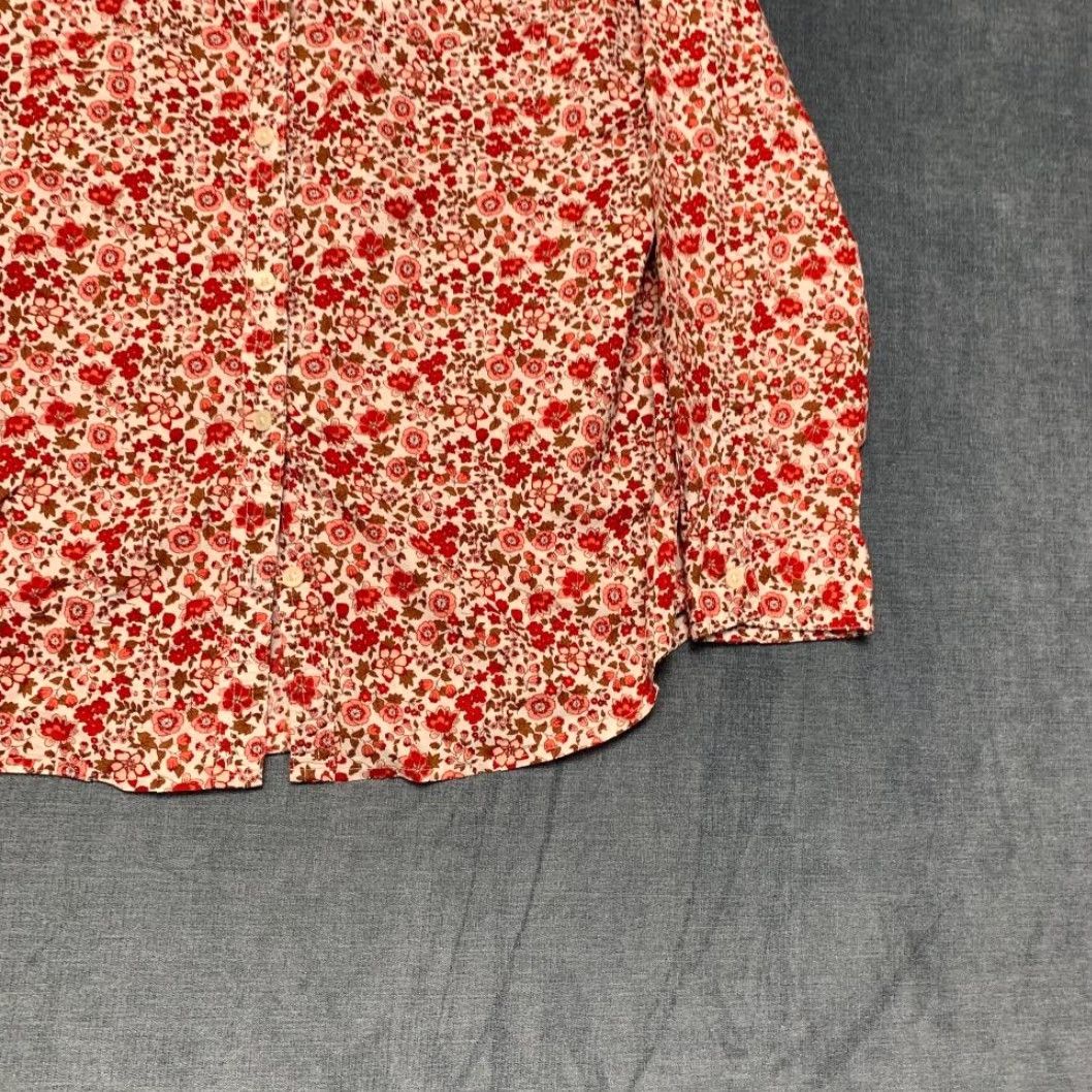 Old Navy Old Navy Shirt Womens Large Beige Red Floral Cotton Streetwear Travel Button Up Size L / US 10 / IT 46 - 2 Thumbnail