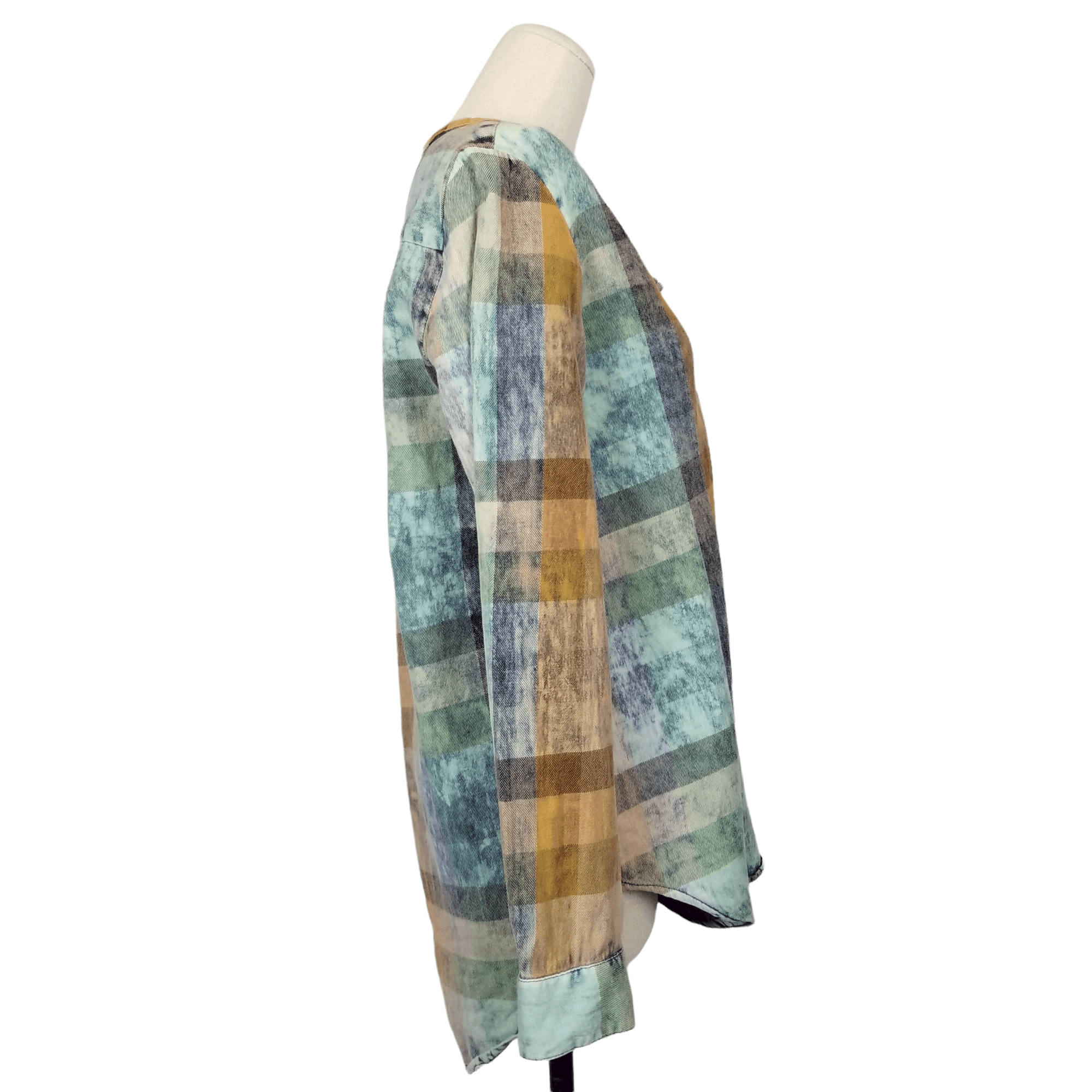 Anthropologie Isabella Sinclair Ruffle Plaid Bleach Dye Tunic Size S / US 4 / IT 40 - 5 Thumbnail