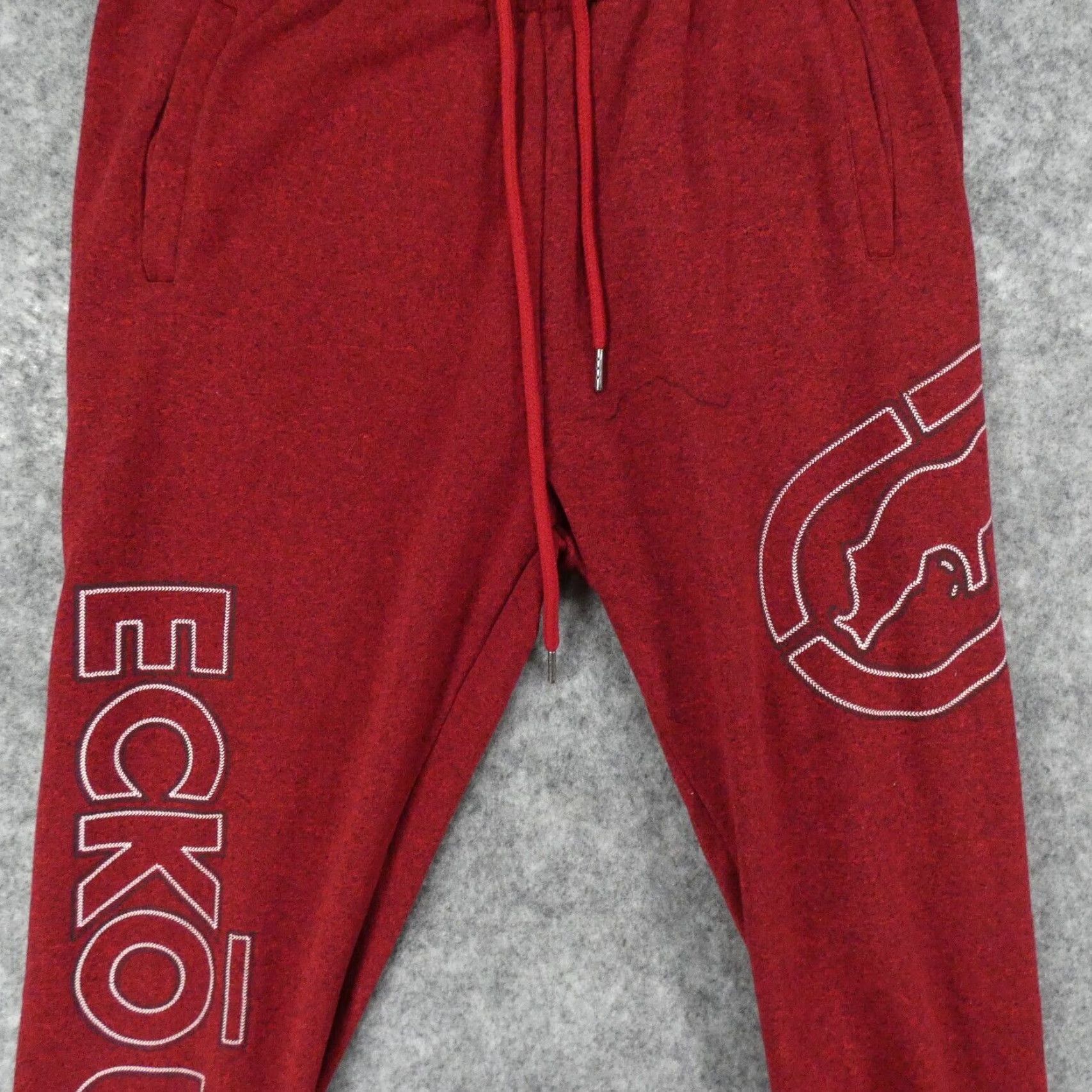 Ecko Unltd. Ecko Unltd Pants Mens M Fleece Jogger Red Drawstring Logo Spell Out Size US 31 - 3 Thumbnail