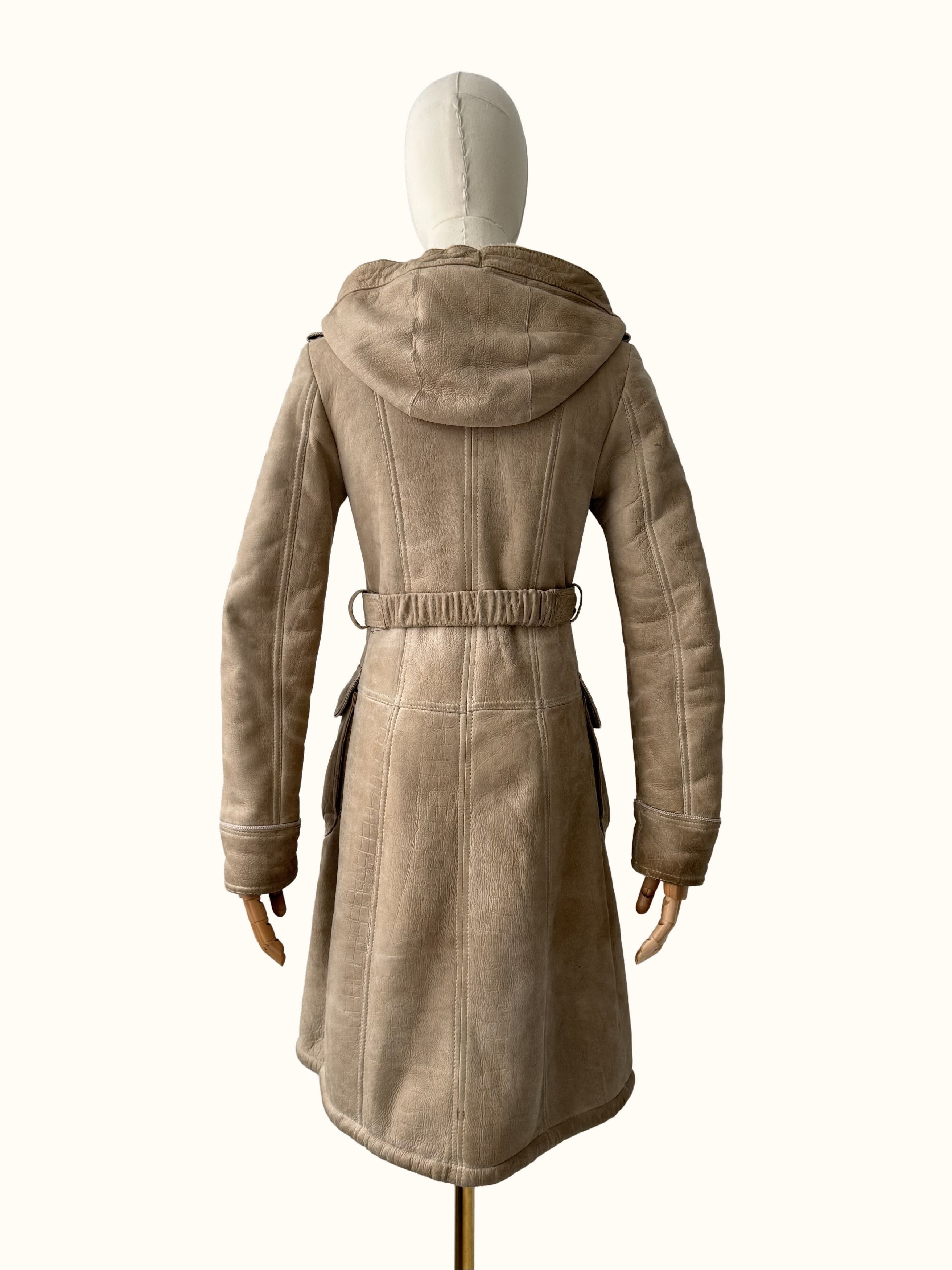 Vintage Vintage Real Shearling Coat With Hood And Belt (B250)D15E2 Size XS / US 0-2 / IT 36-38 - 5 Thumbnail