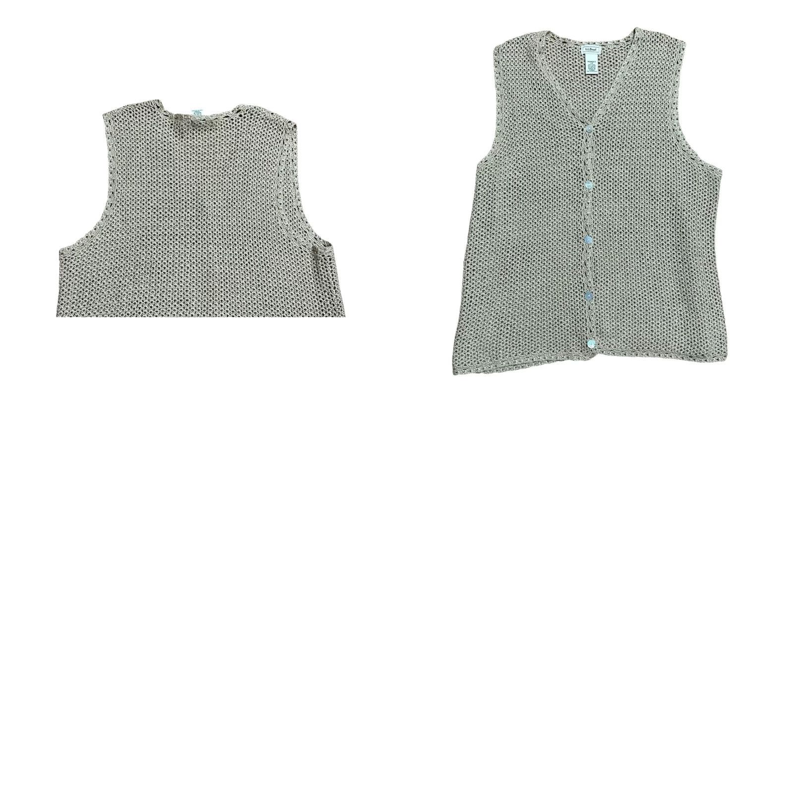 Vintage VINTAGE L.L. Bean Women's Crocheted Vest Brown Knit Open-Knit Bohemian Sz Large 90's Y2K Sleeveless Regular Womens Size L / US 10 / IT 46 - 10 Thumbnail