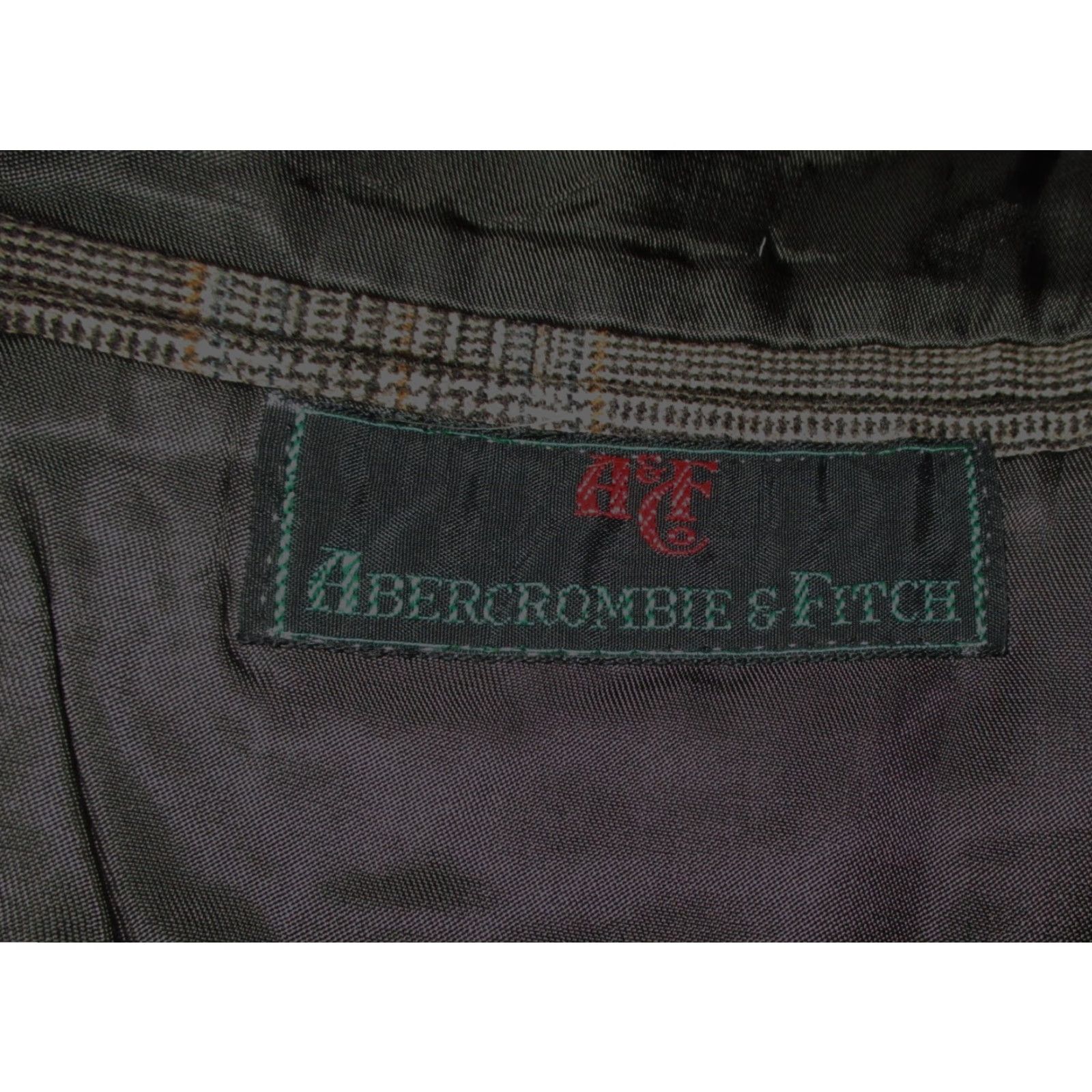 Abercrombie & Fitch ABERCROMBIE & FITCH Blazer Shirt Brown Casual Mens 42 Long Wool Three-Button Check Vintage No N/A Size 42R - 6 Thumbnail