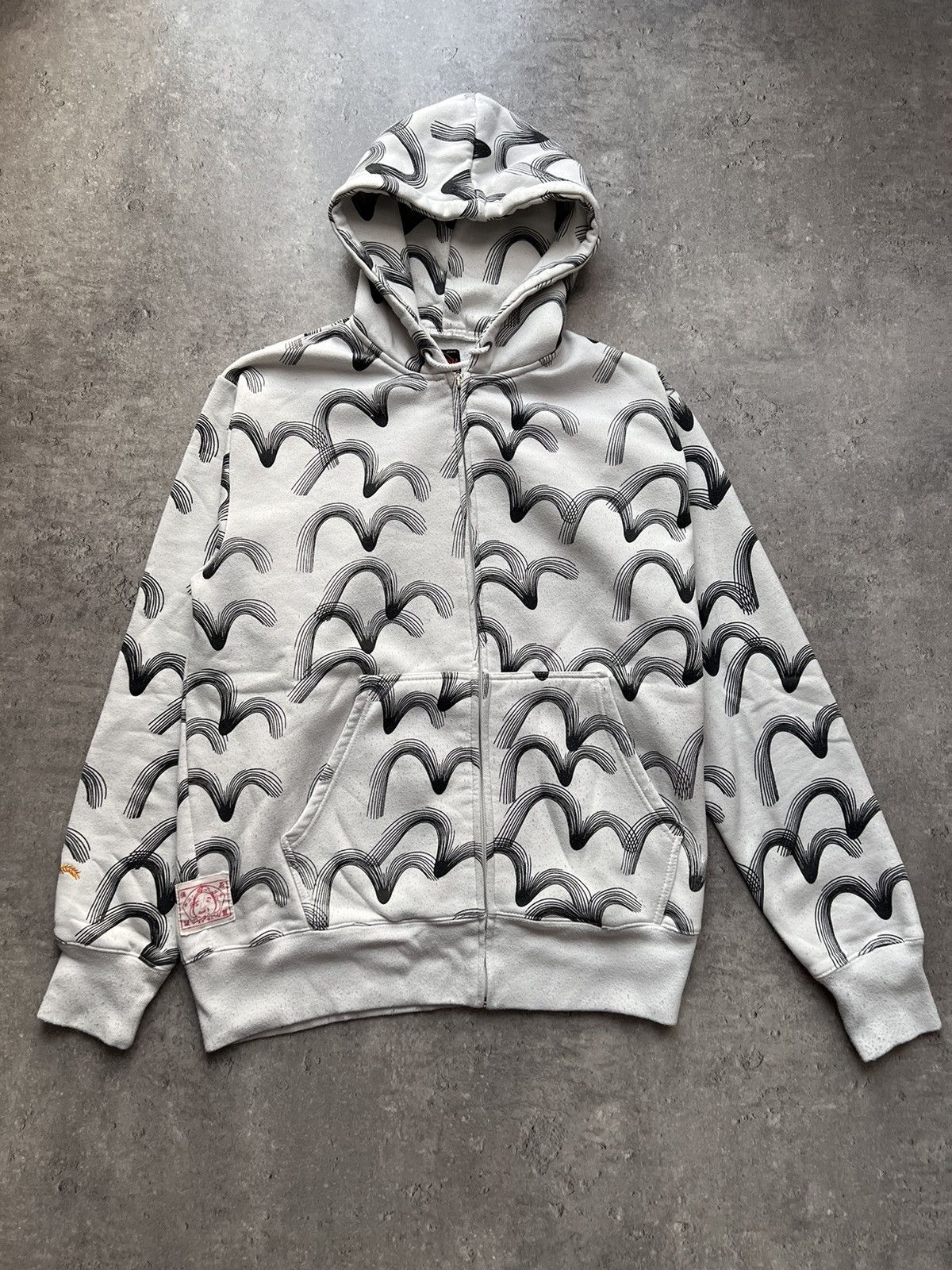 image of Avant Garde x Evisu Vintage Evisu Monogram Logo Hoodie Y2K 00S in White (Size XL)