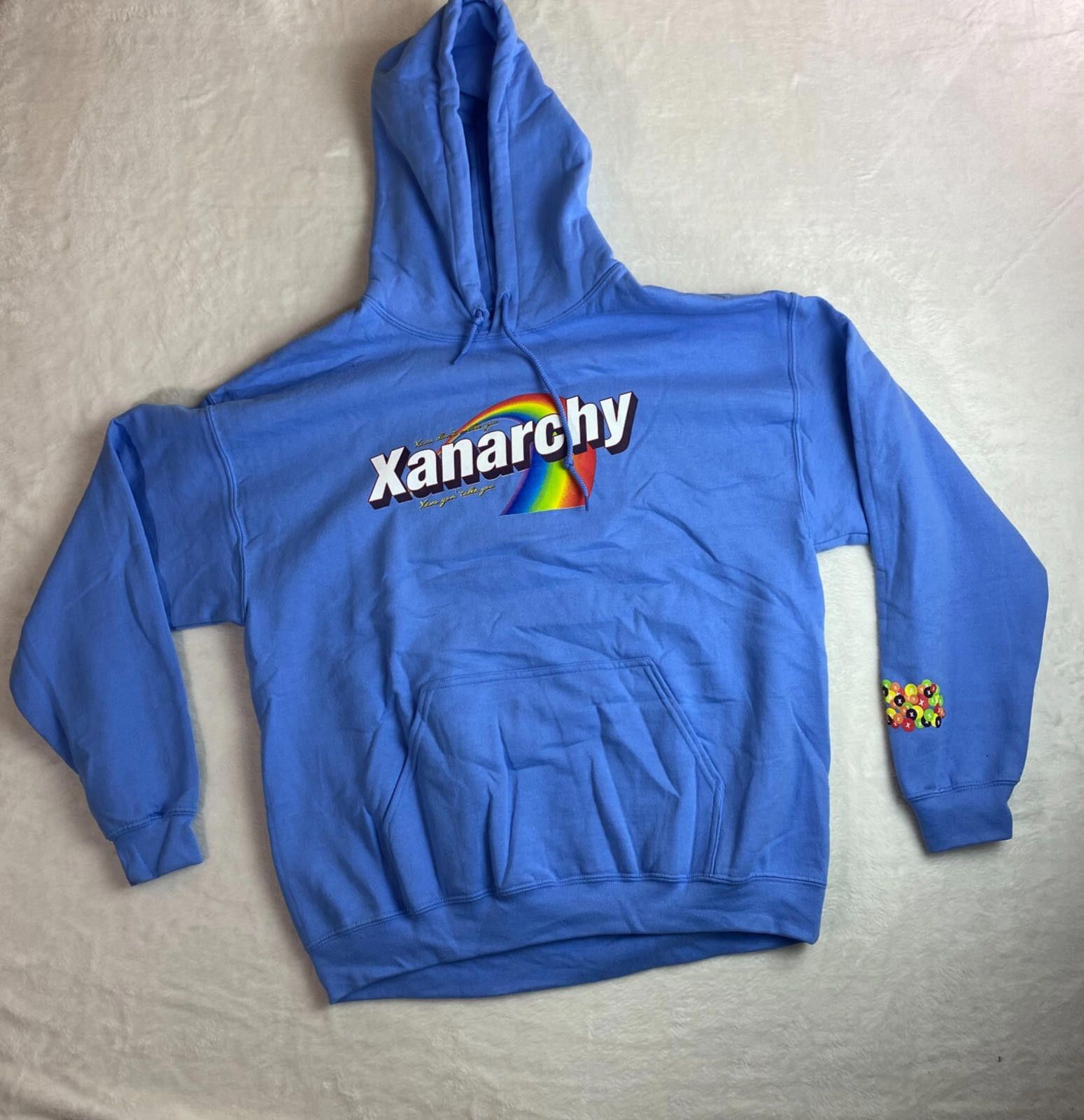 Xanarchy Lil Xan Skittles Hoodie Size Large Blue