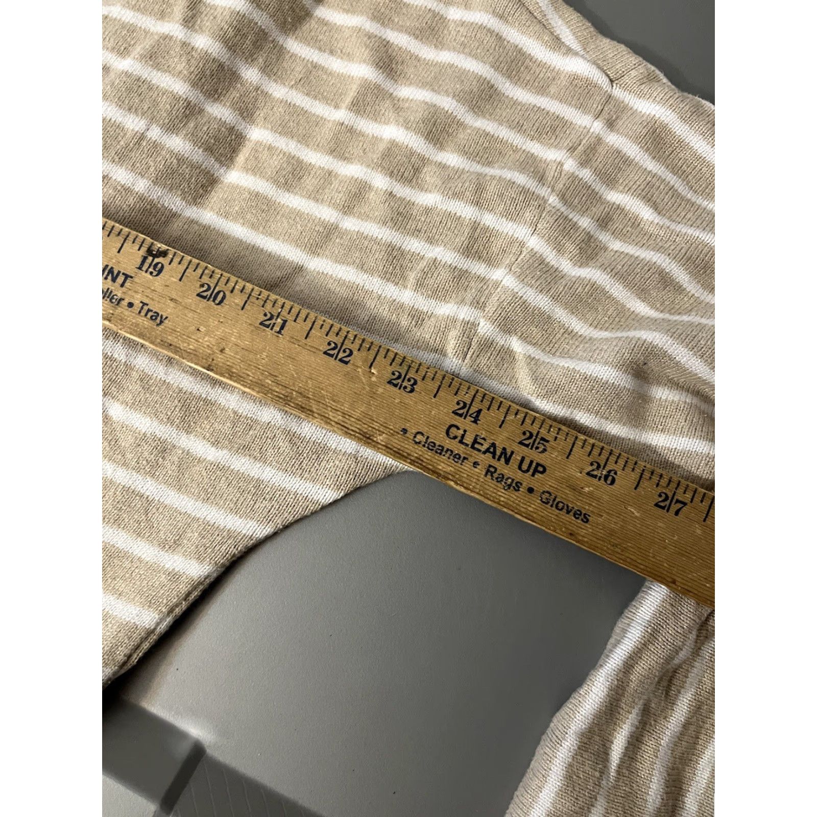 Michael Kors Michael Kors Women's Large Tan White Striped Pullover Sweater with Side Ties, Casual Knit, 3/4 Sleeve, Relaxed Fit, Classic Marine Theme Size L / US 10 / IT 46 - 5 Thumbnail