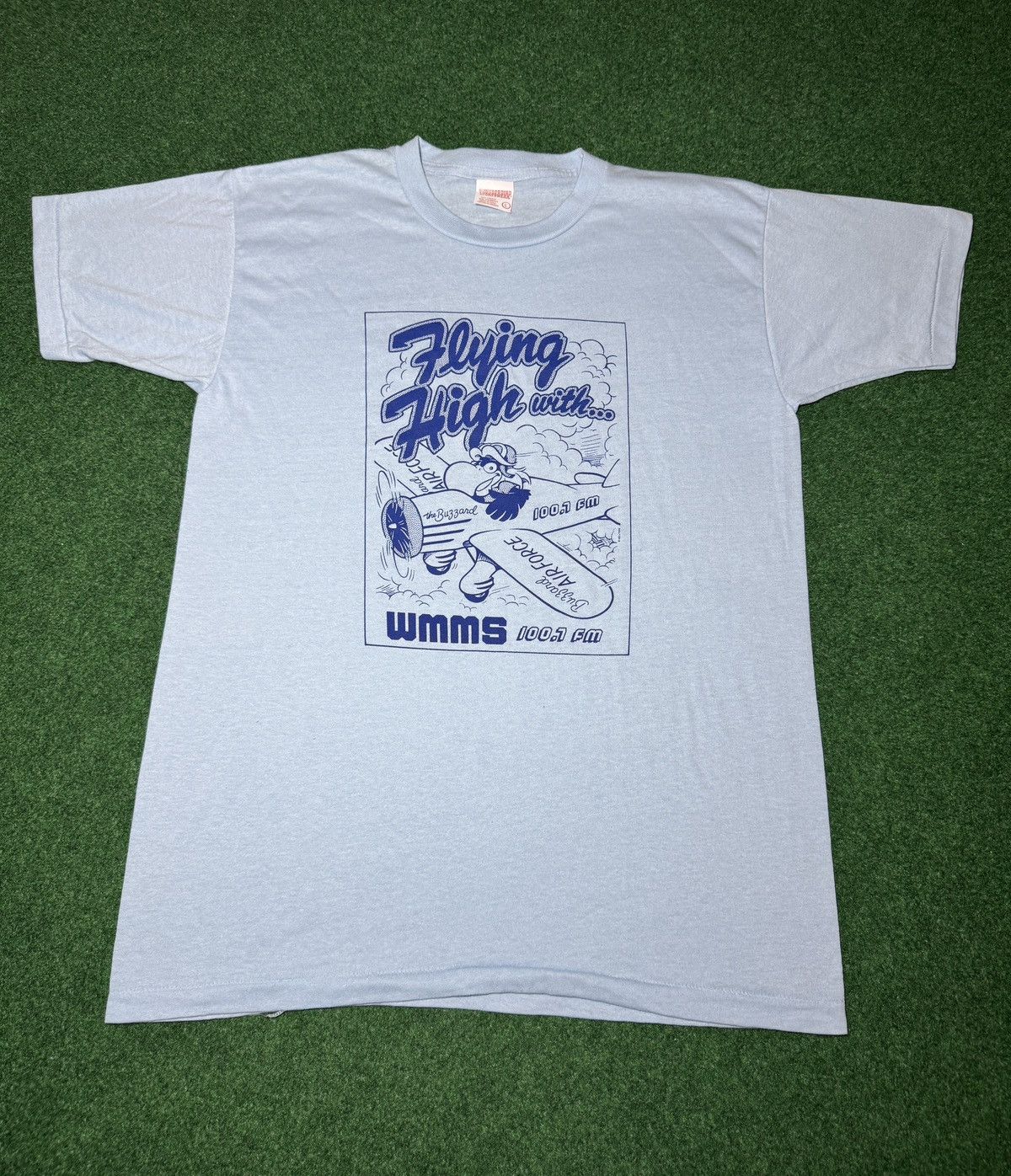 Vintage 80s 100.7 Buzzard Cleveland Radio Flying High T Shirt Size US M / EU 48-50 / 2 - 1 Thumbnail