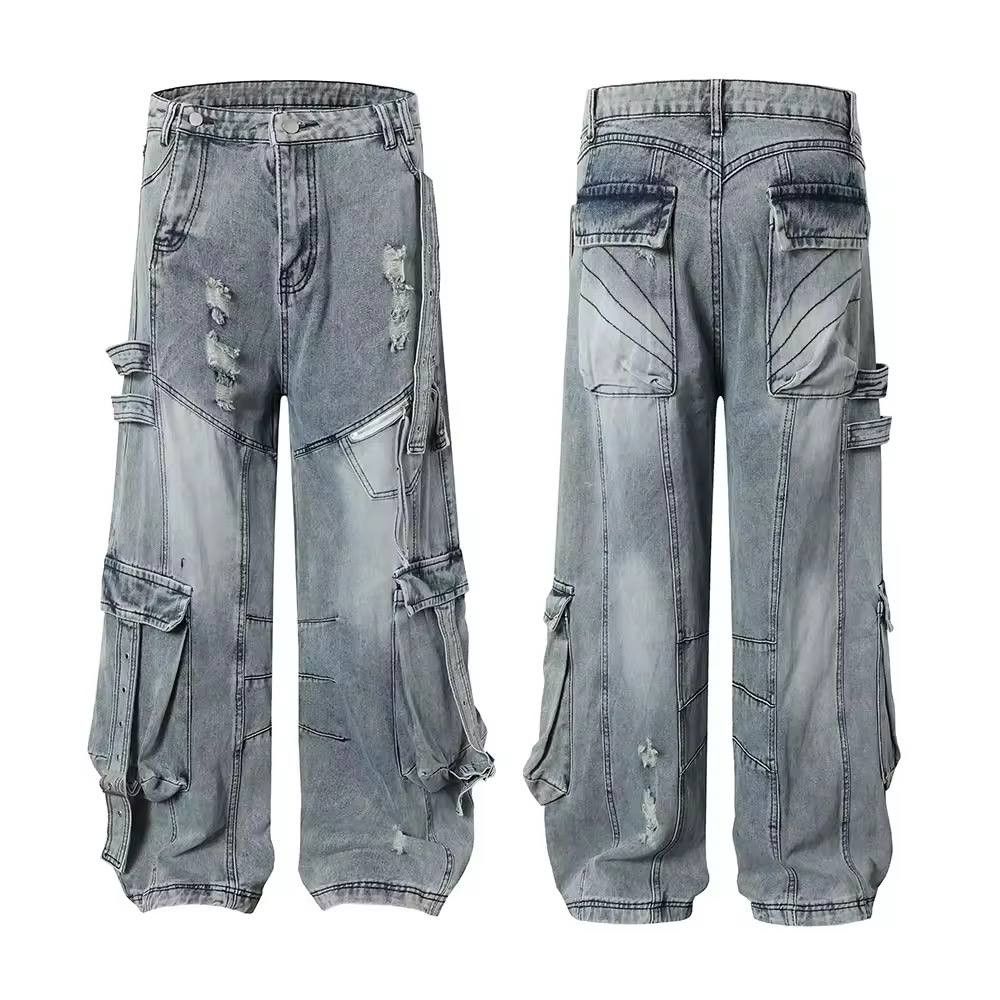 Japanese Brand × Vintage vintage baggy jeans with frayed holes. Size US 36 / EU 52 - 3 Thumbnail