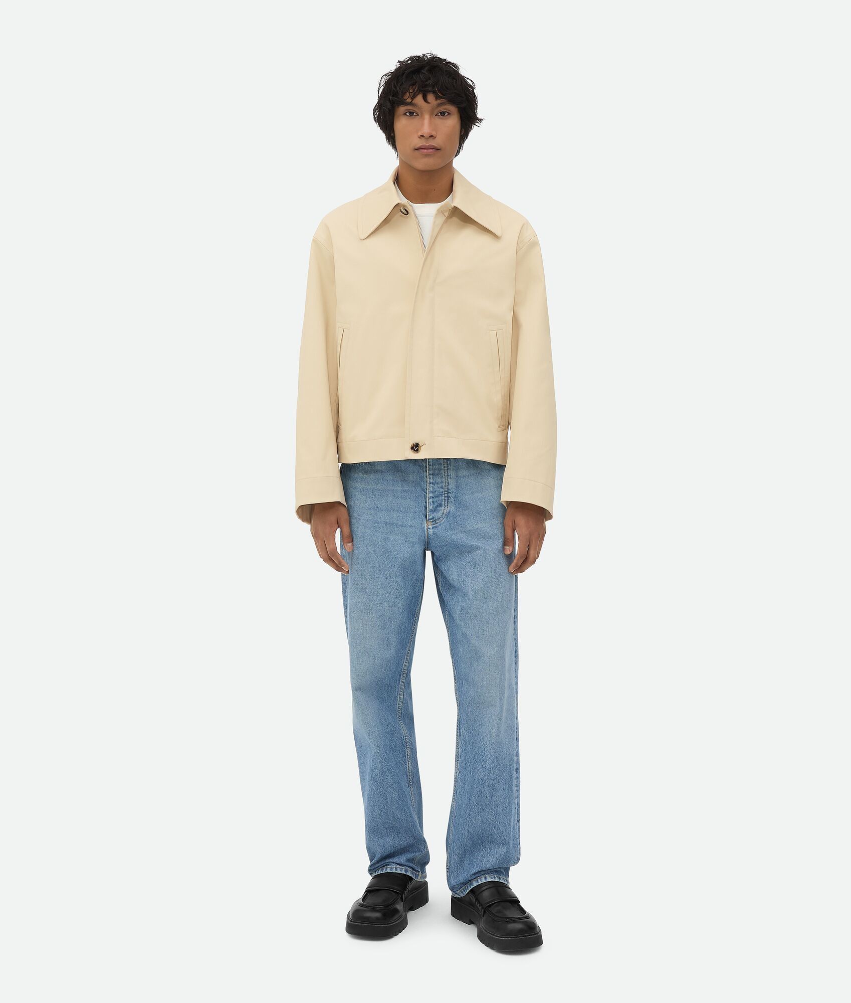 Bottega Veneta o1w1db10825 Coated Cotton Zip Blouson Jacket in Ecru Size US M / EU 48-50 / 2 - 1 Thumbnail