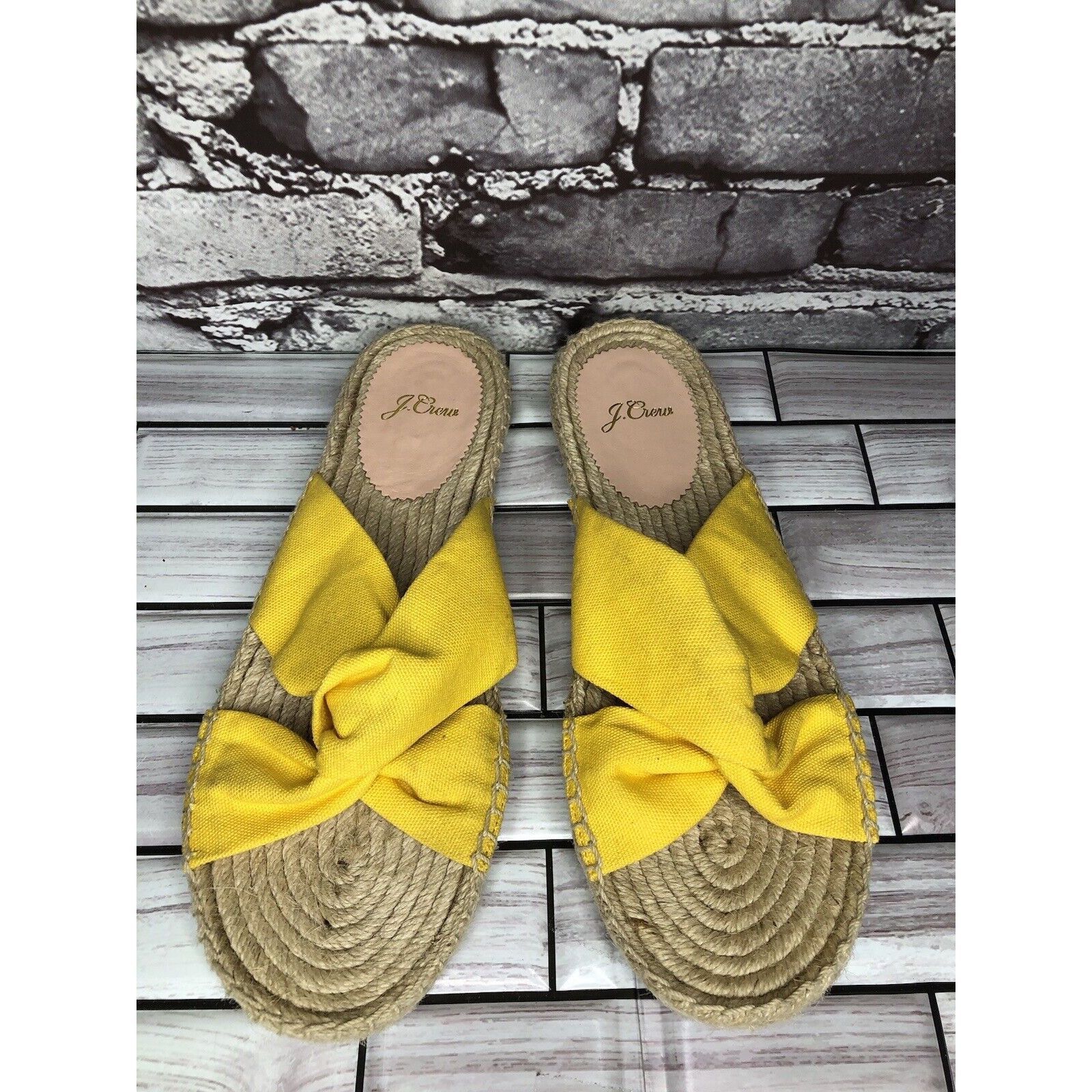 Other J. Crew Yellow Twisted Canvas Fabric Slide Espadrilles Sanda Size US 9 / IT 39 - 16 Thumbnail
